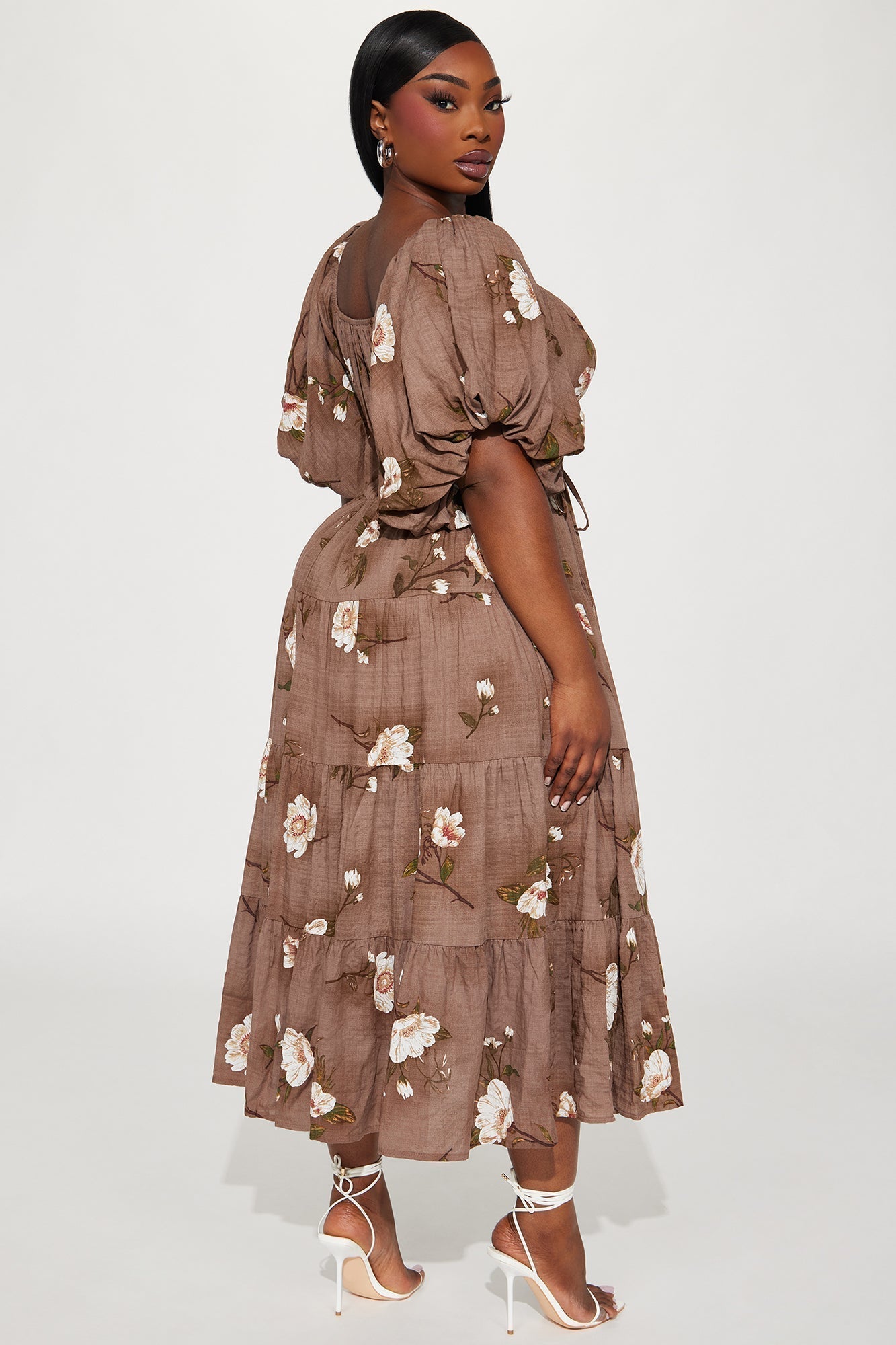 Magnolia Tiered Midi Dress - Brown