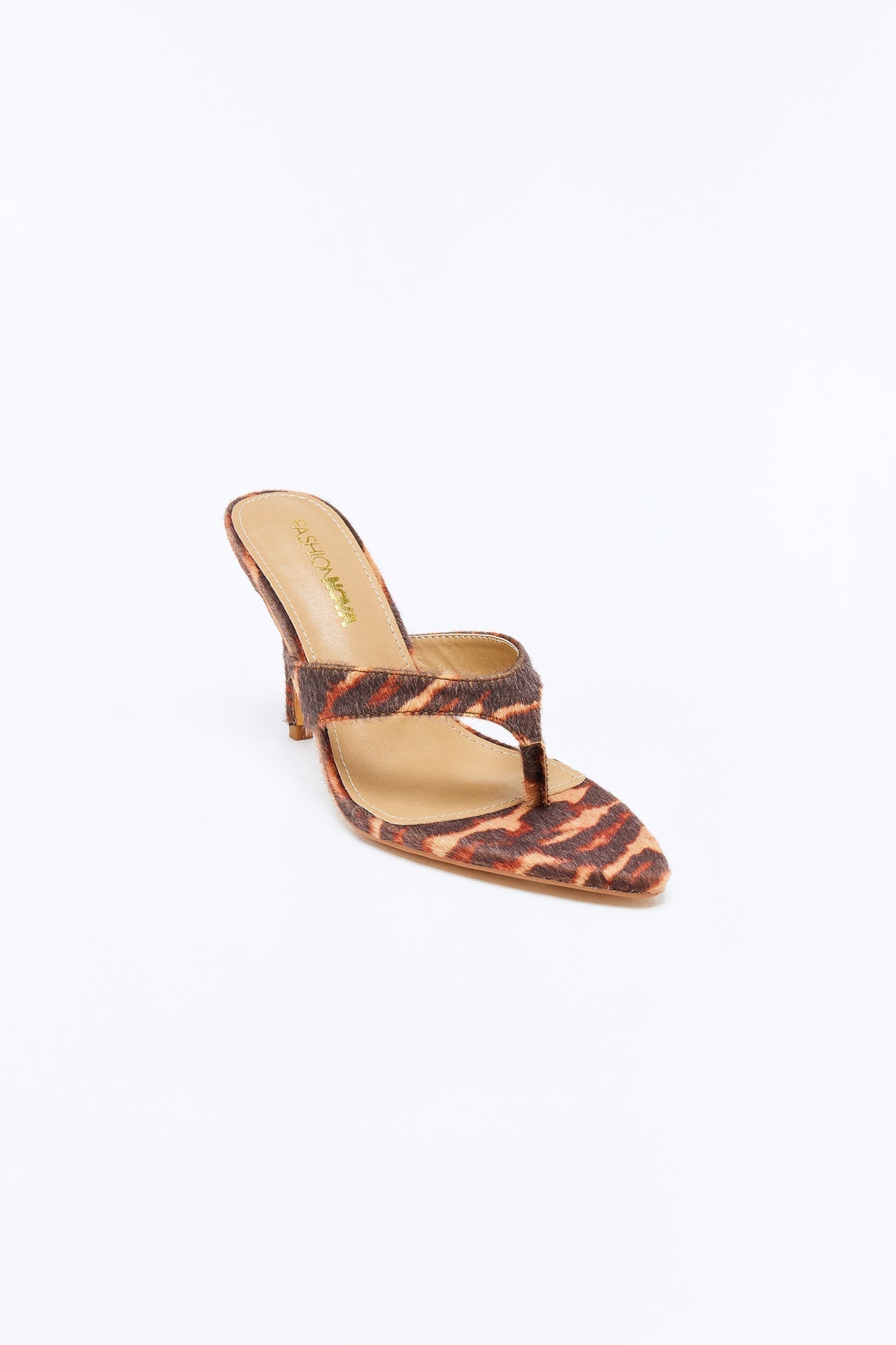 Anora Thong Stiletto Heels - Brown/combo