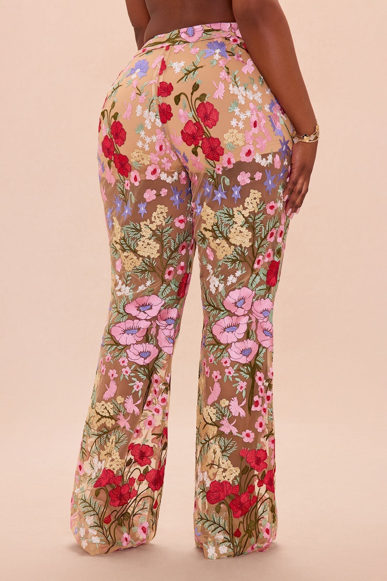 Erin Embroidered Pant - Nude/combo