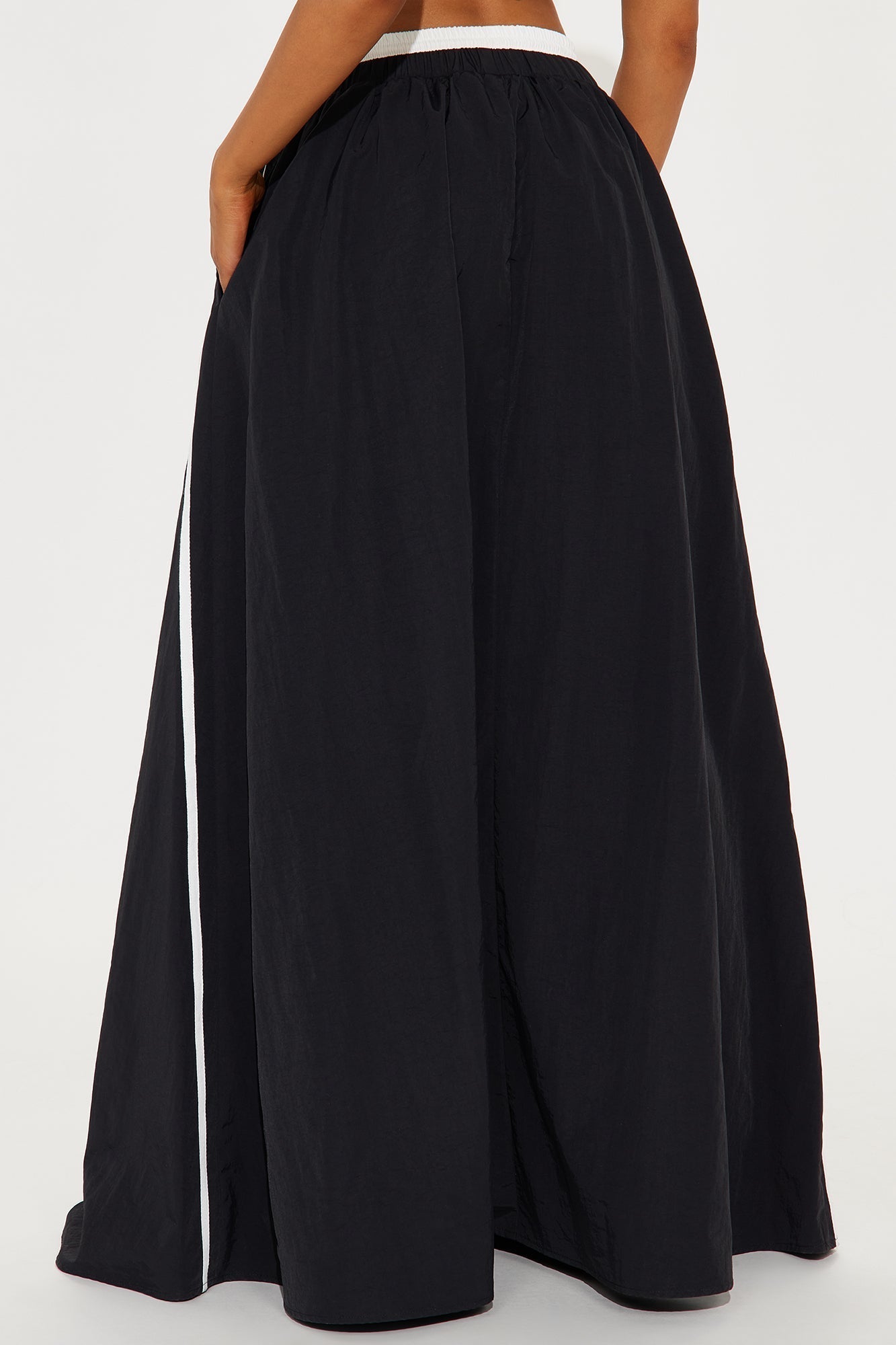 Sporty Gal Striped Maxi Skirt - Black/White