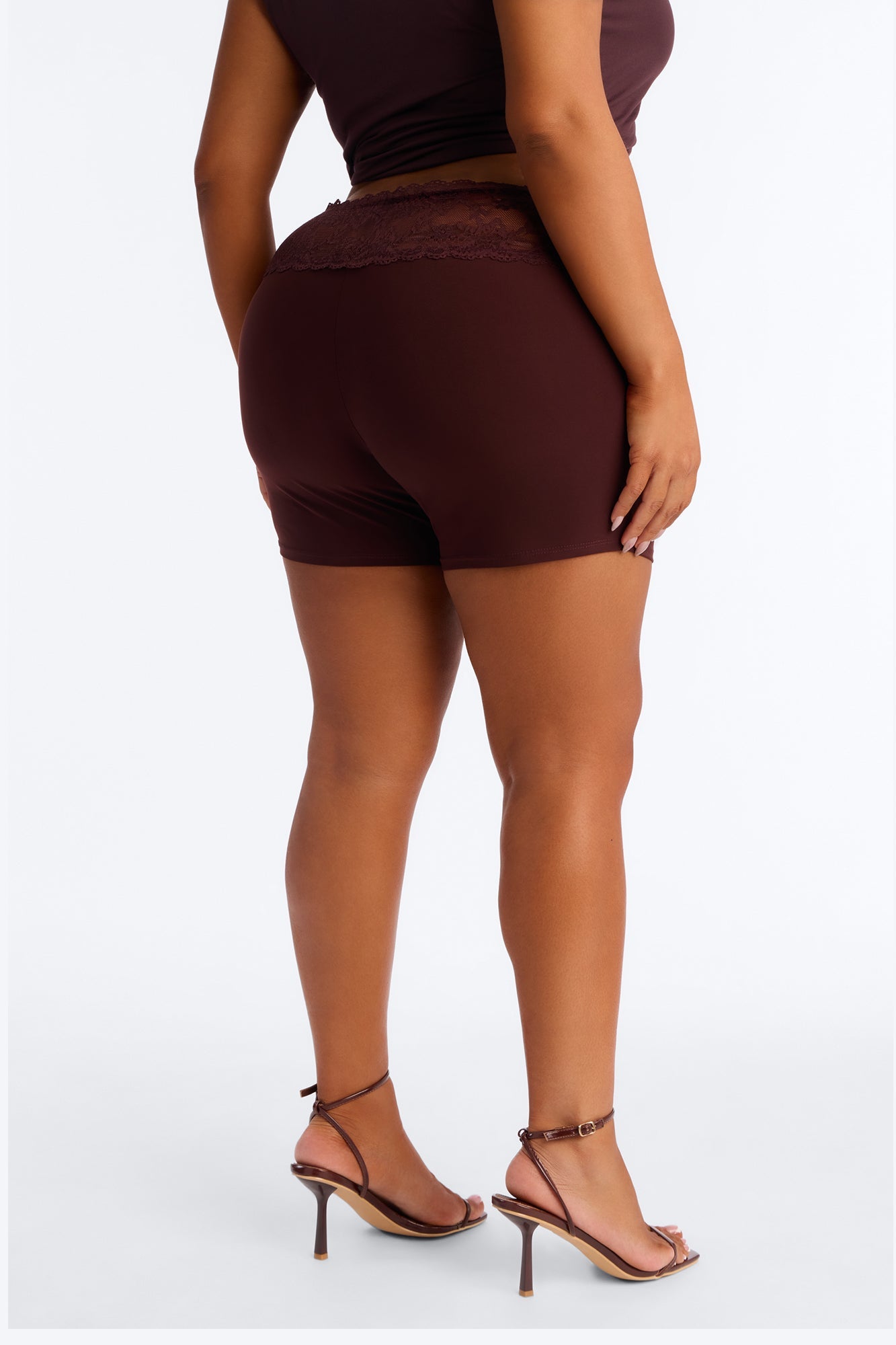 Laced And Locked Low Rise Biker Short - Chocolate