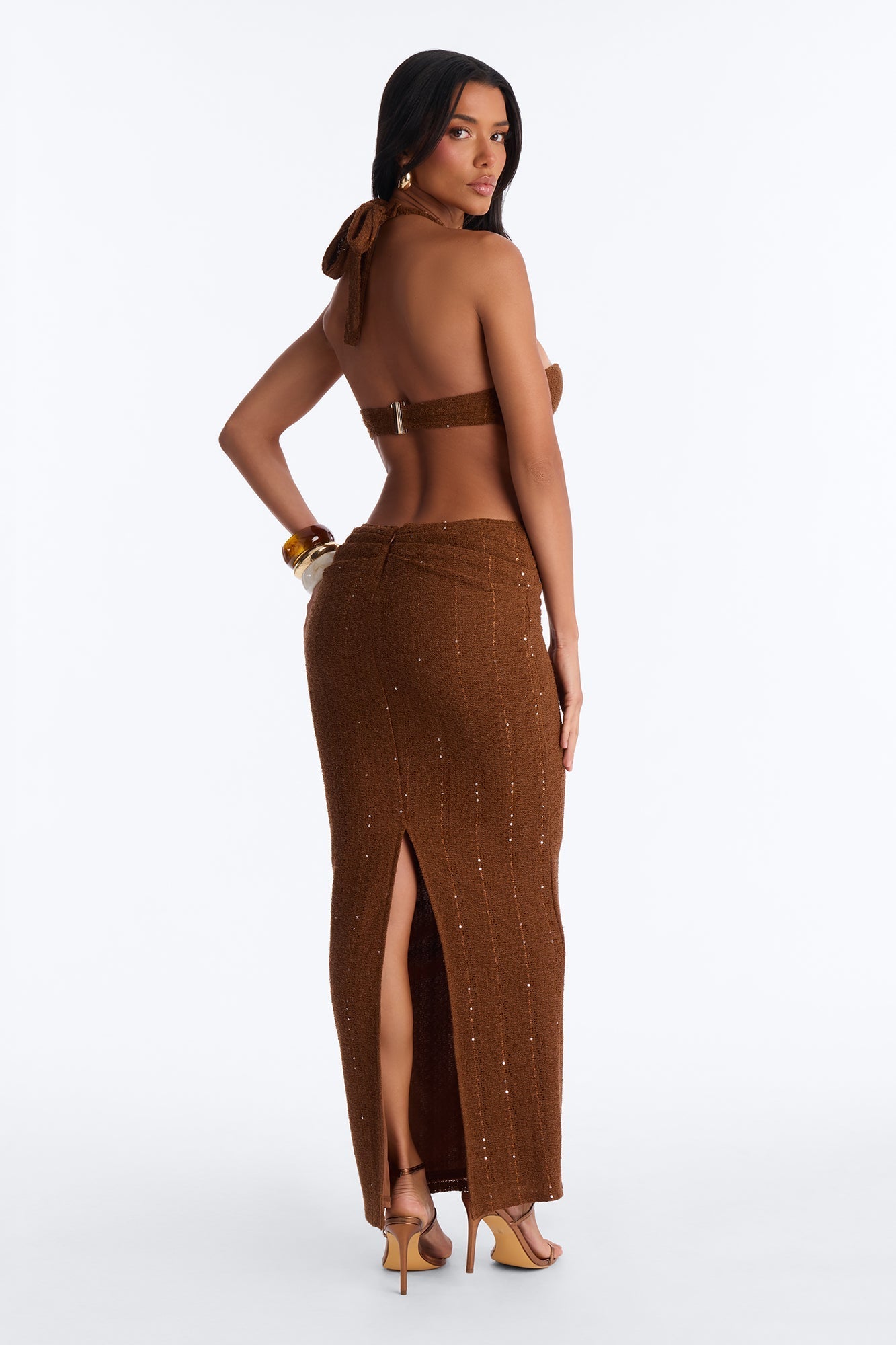 Georgia Cut Out Maxi Dress - Brown