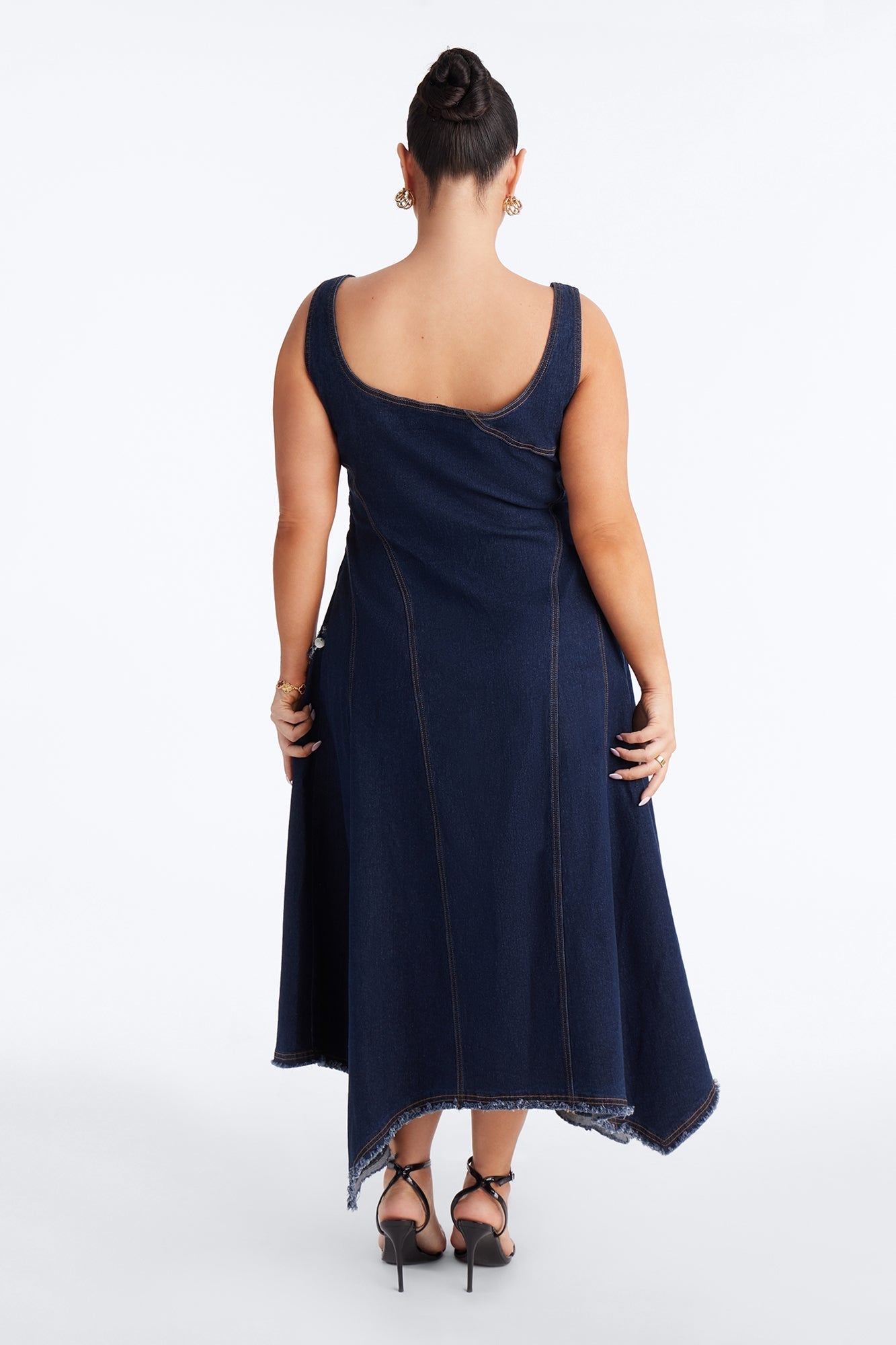 Isobel Shell Denim Midi Dress - Dark Wash