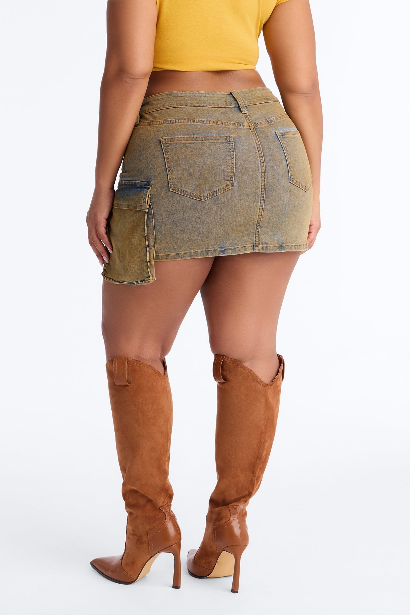 Devoted To You Denim Mini Cargo Skirt - Vintage Wash