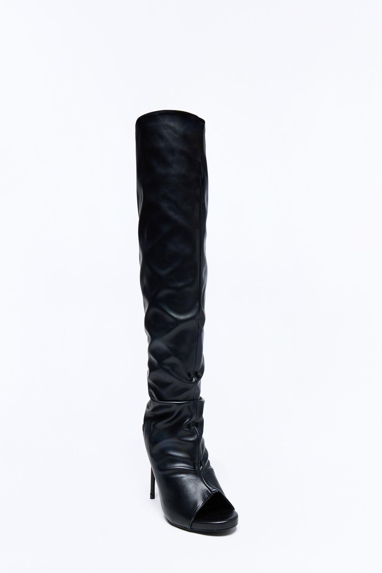 Alek Peep Toe Stiletto Boots - Black