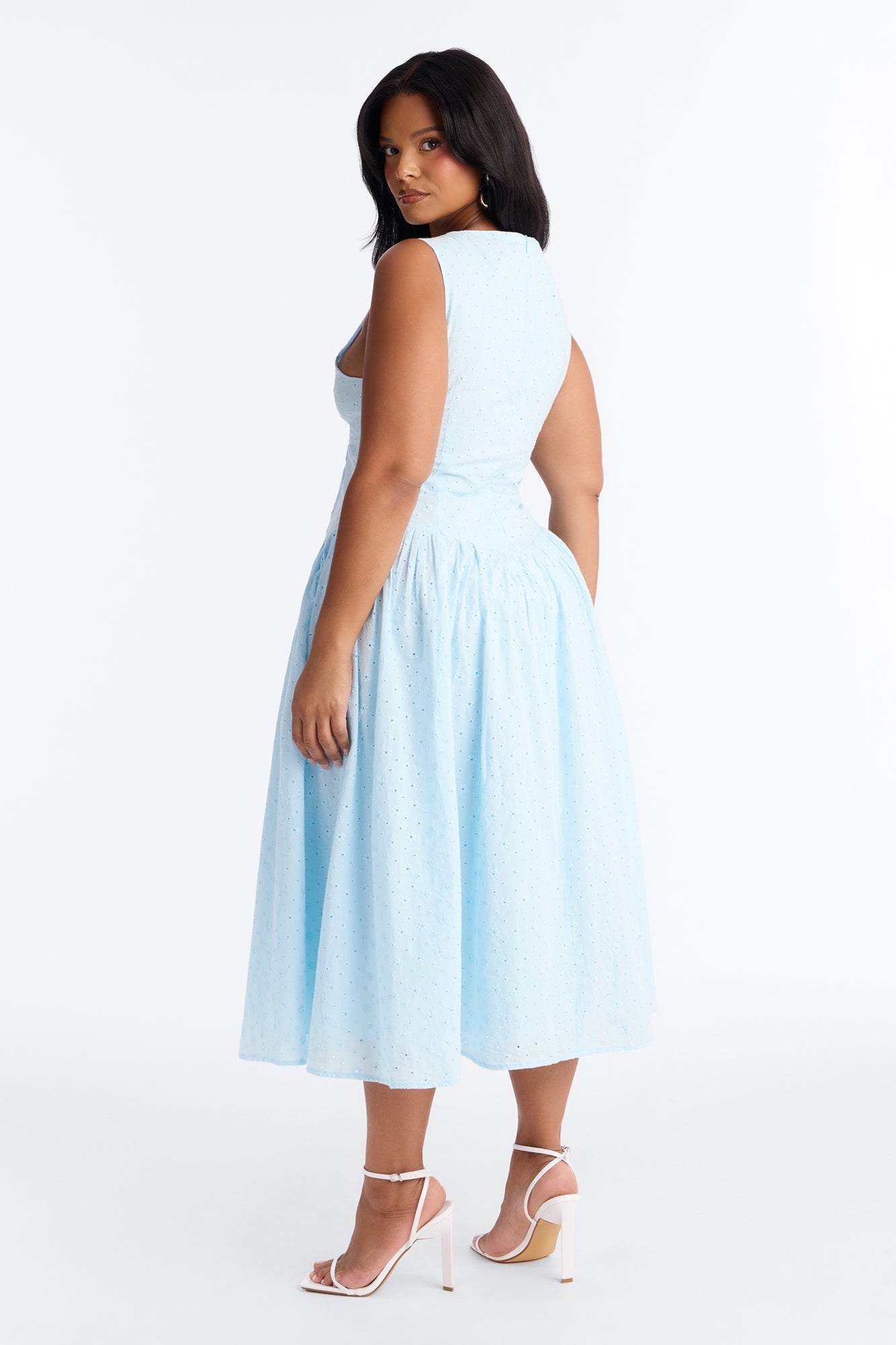 Buttercup Eyelet Midi Dress - Light Blue