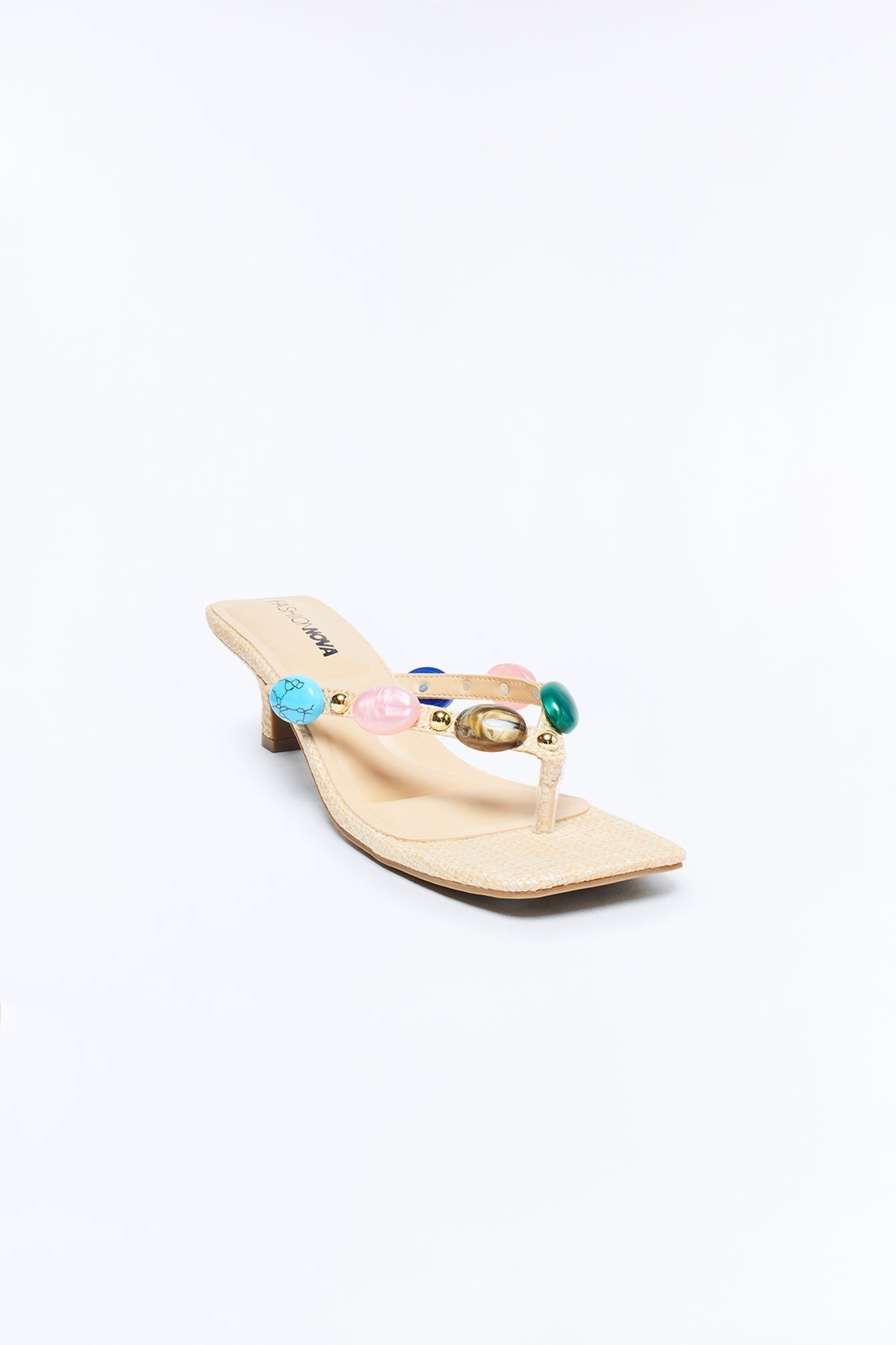 Abbie Stone Kitten Heels - Natural