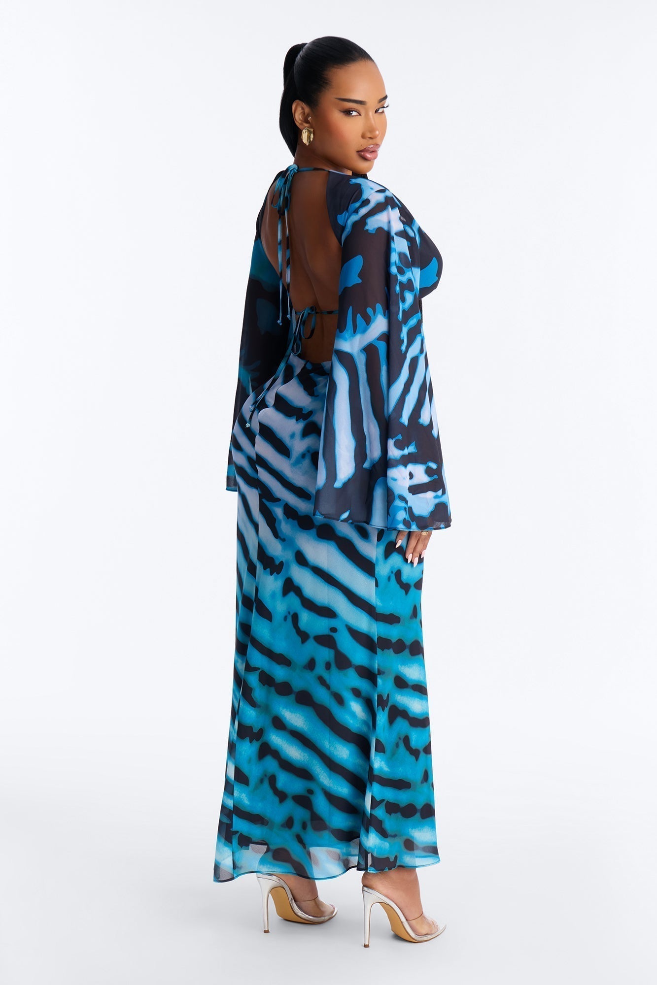 Charlee Chiffon Maxi Dress - Blue/combo