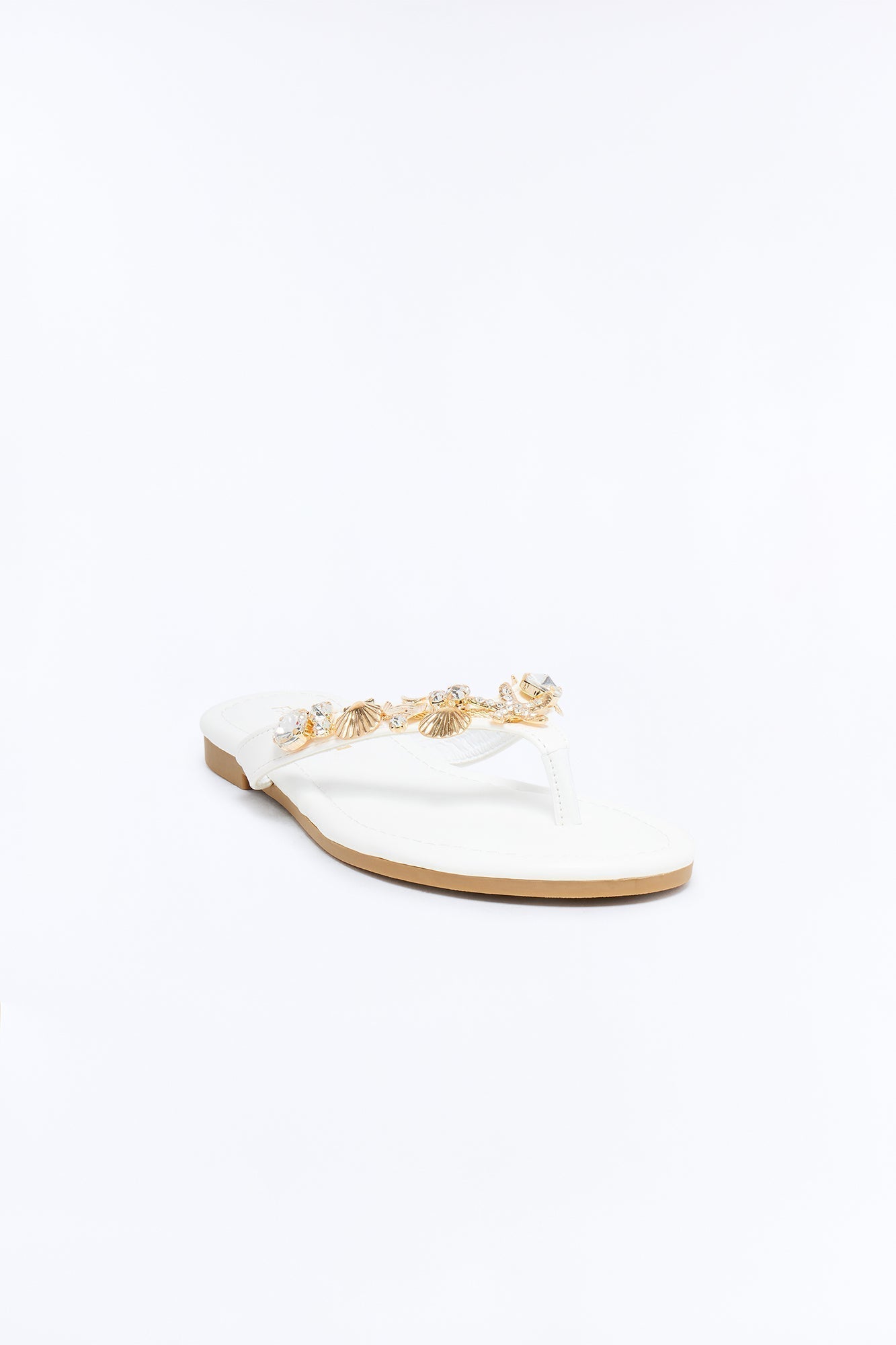 Attina Seashell Charm Flip Flops - White