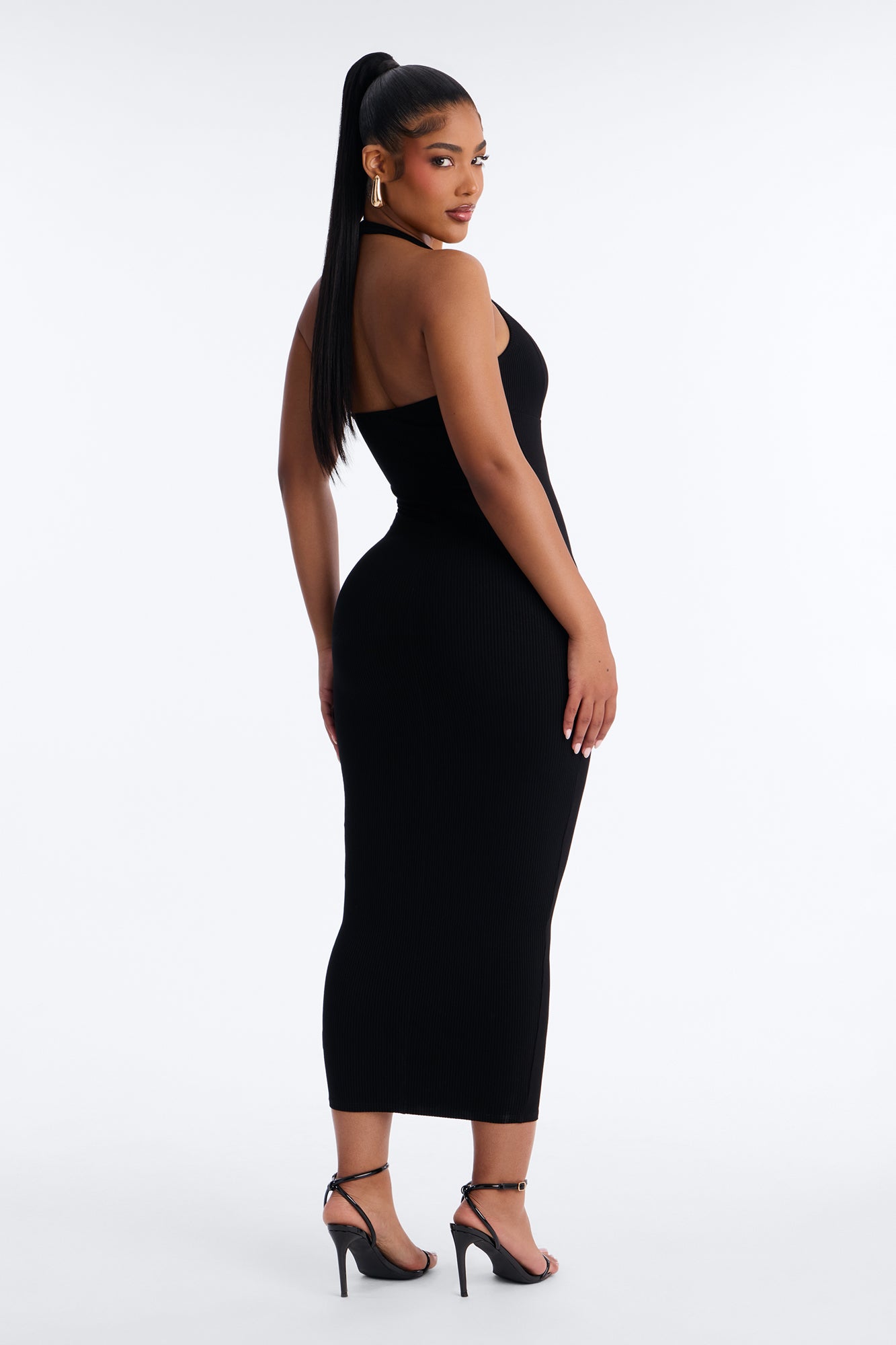 Natalia Halter Snatched Maxi Dress - Black