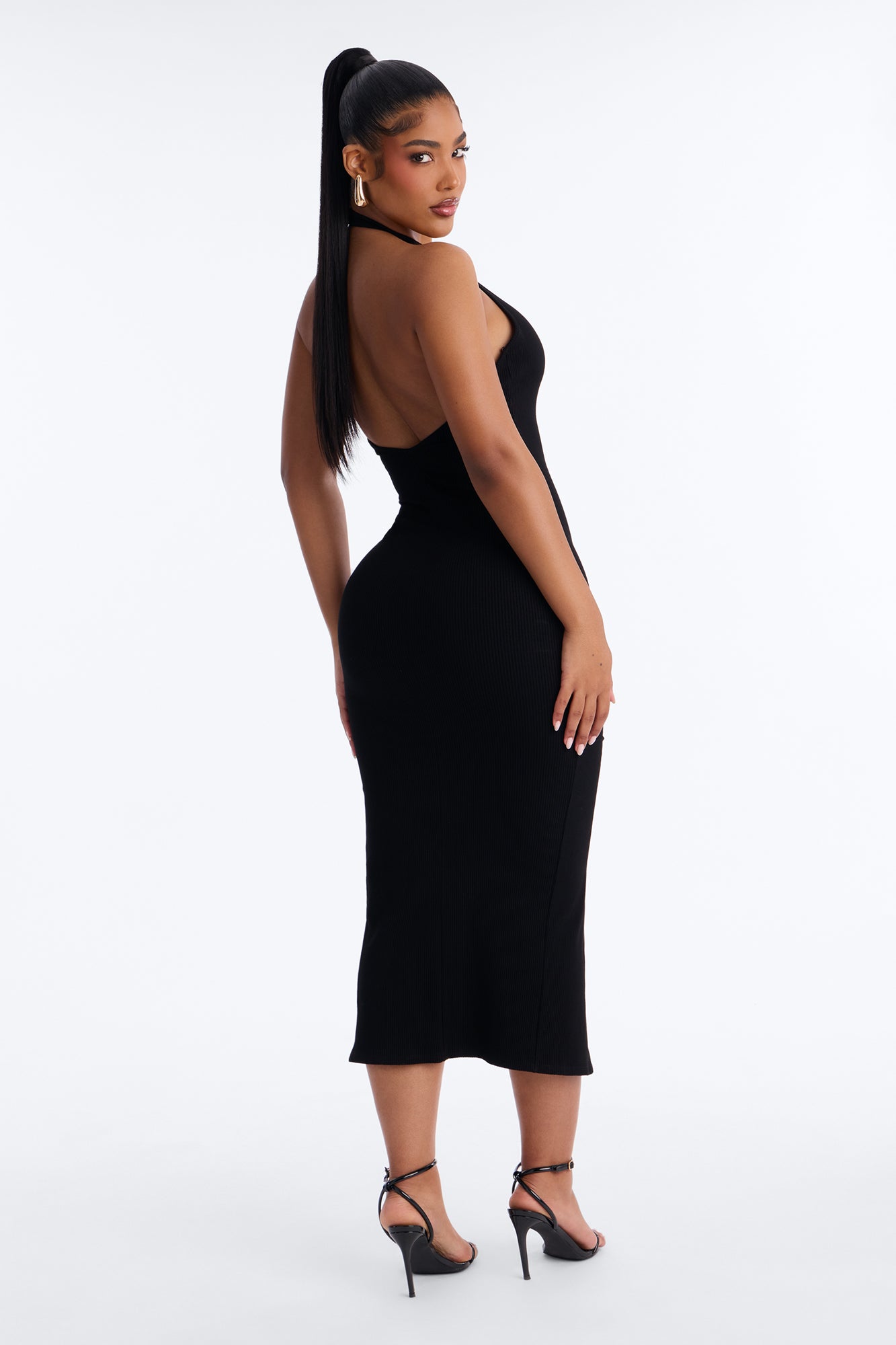 Lucia Zip Snatched Maxi Dress - Black