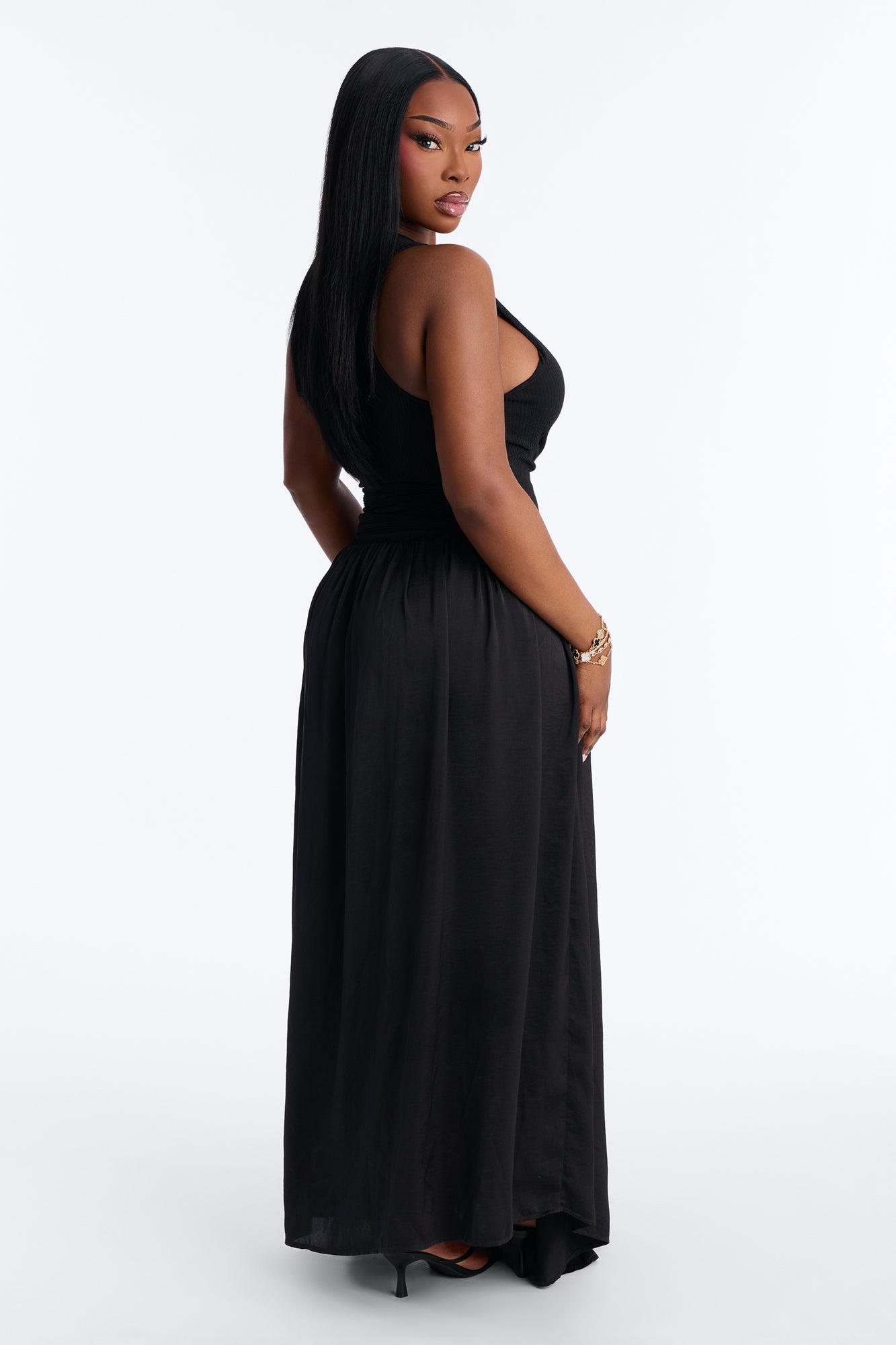 Soho Sleeveless Ribbed Maxi Dress - Black