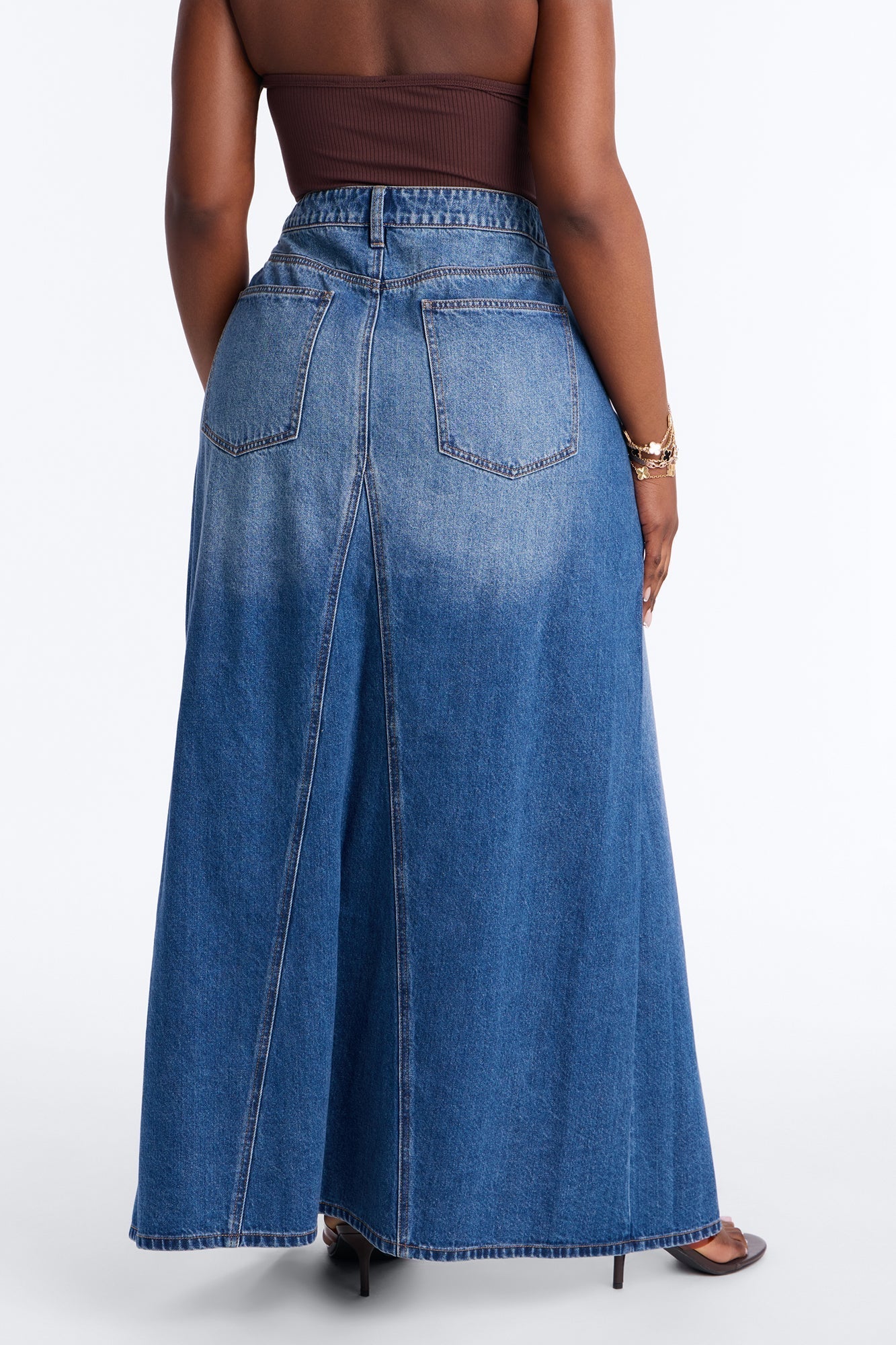 Playing For Keeps Denim Maxi Skirt - Medium Wash