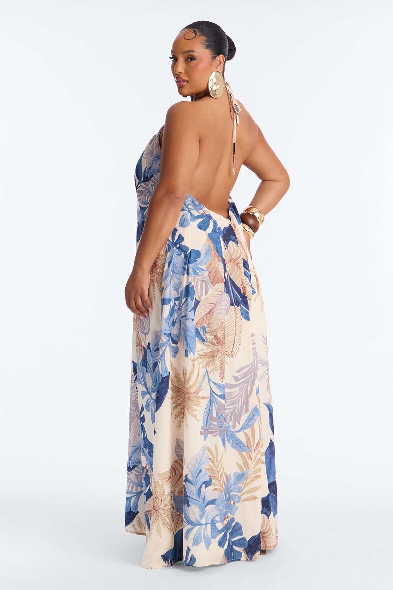 Maui Tropical Keyhole Maxi Dress - Blue/combo