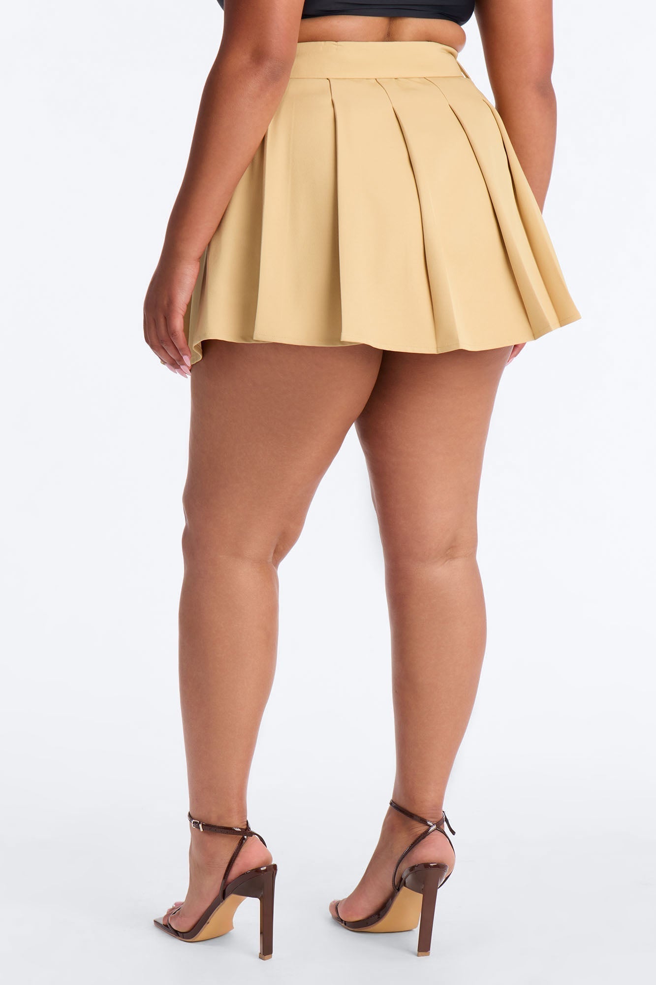 Walk the Talk Belted Pleated Mini Skirt - Khaki