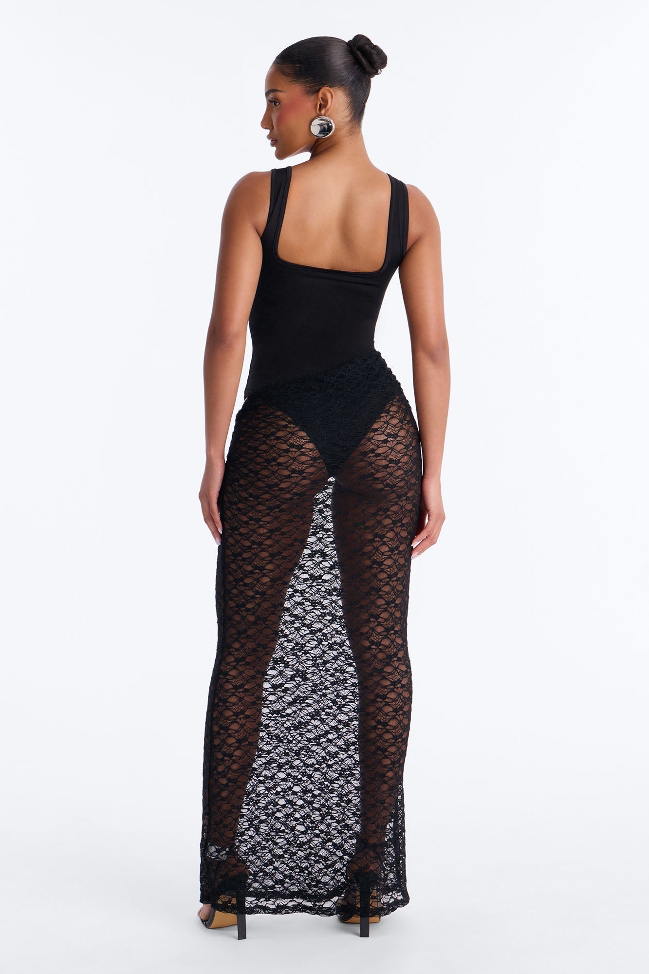 Alyx Sheer Lace Maxi Dress - Black