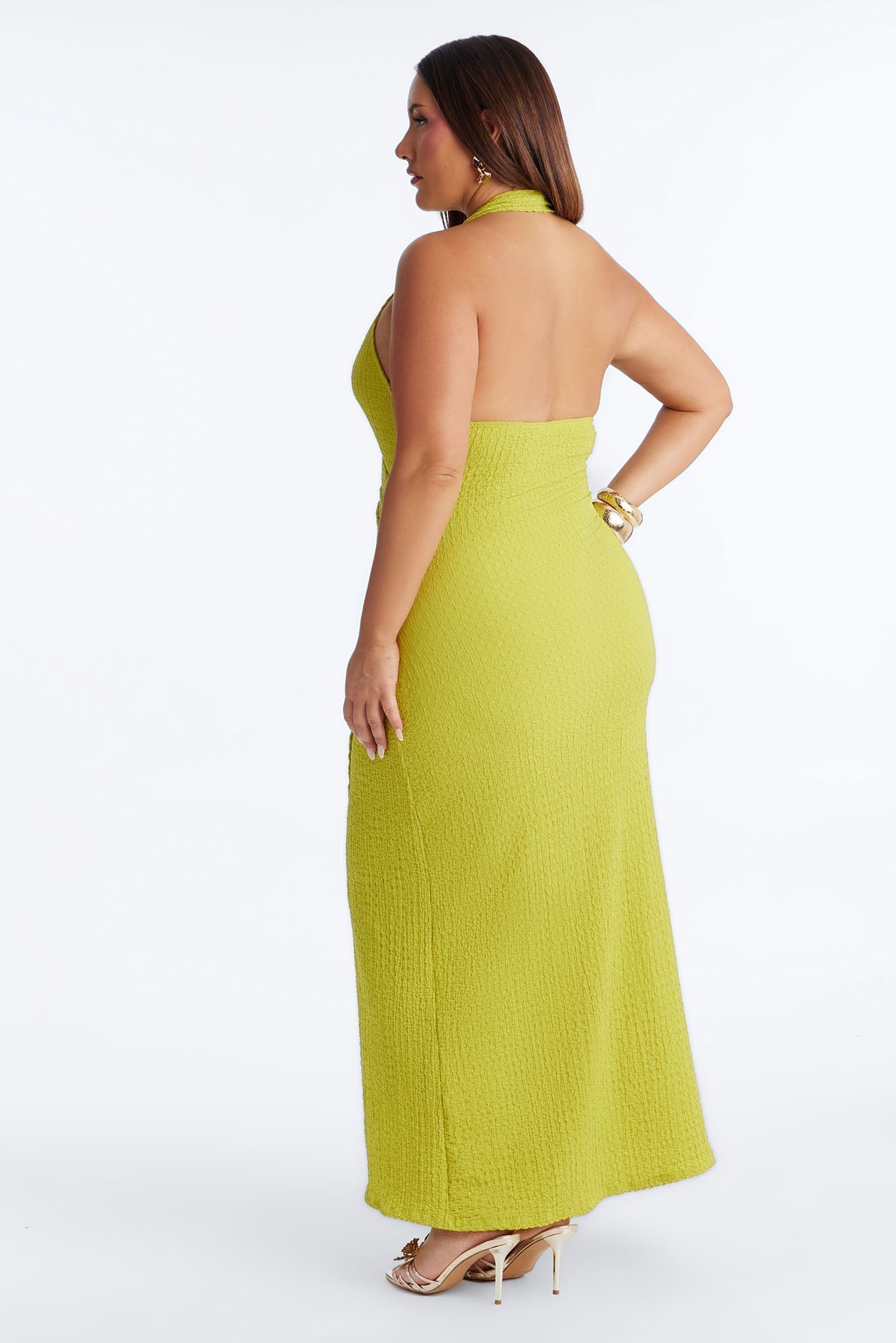Alinna Halter Maxi Dress - Lime