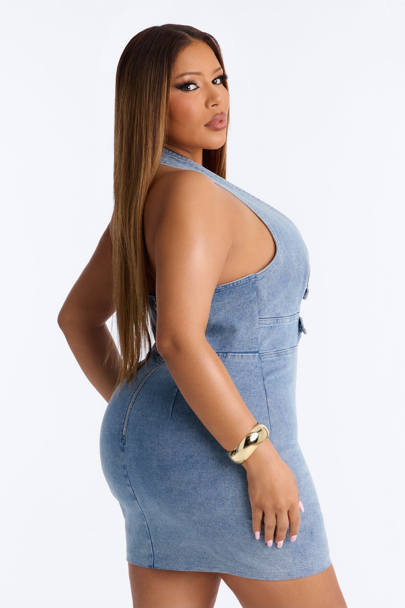 Talia Belted Denim Mini Dress - Denim