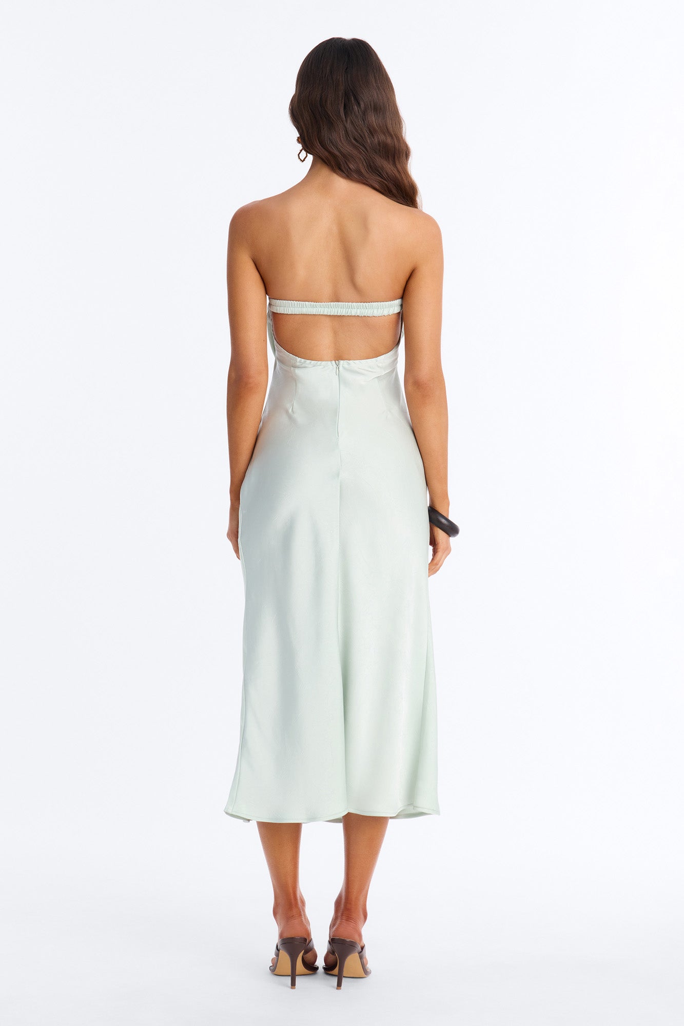 Inna Strapless Satin Midi Dress - Mint