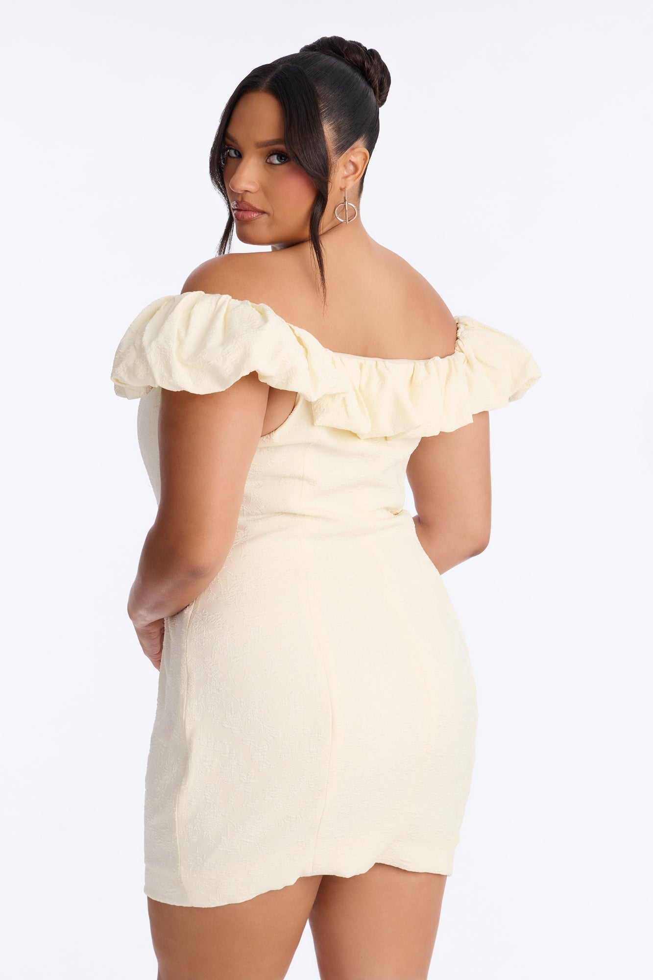 Leighton Ruffle Textured Mini Dress - Cream