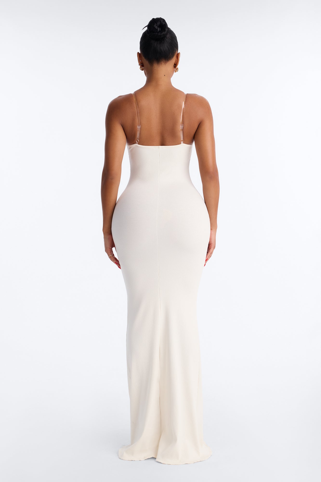 Scarlett Snatched Clear Strap Maxi Dress - Off White