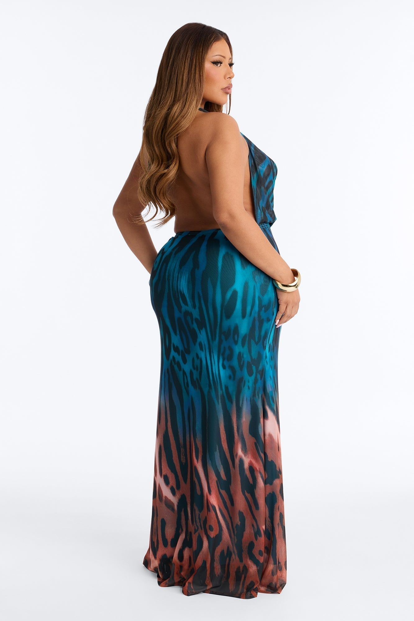Bad Girl Behavior Mesh Maxi Dress - Teal/combo