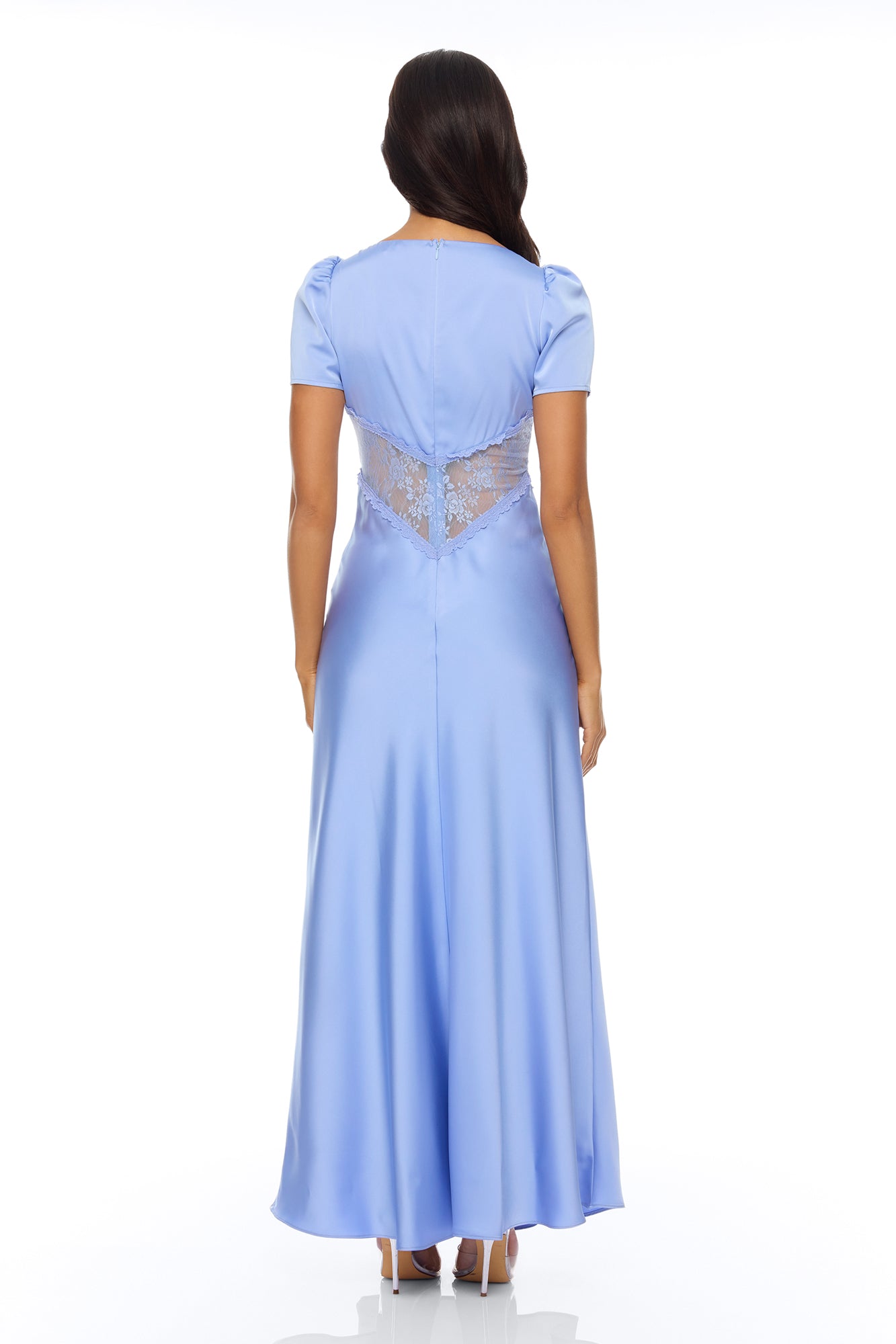 Lace Daydream Satin Maxi Dress - Light Blue