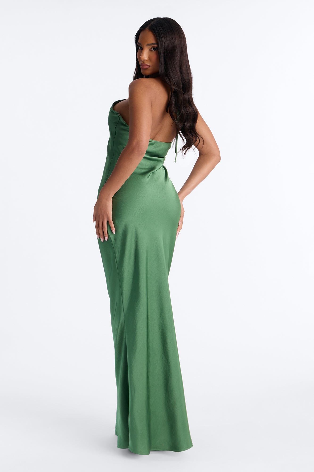 No Limits Satin Maxi Dress - Green