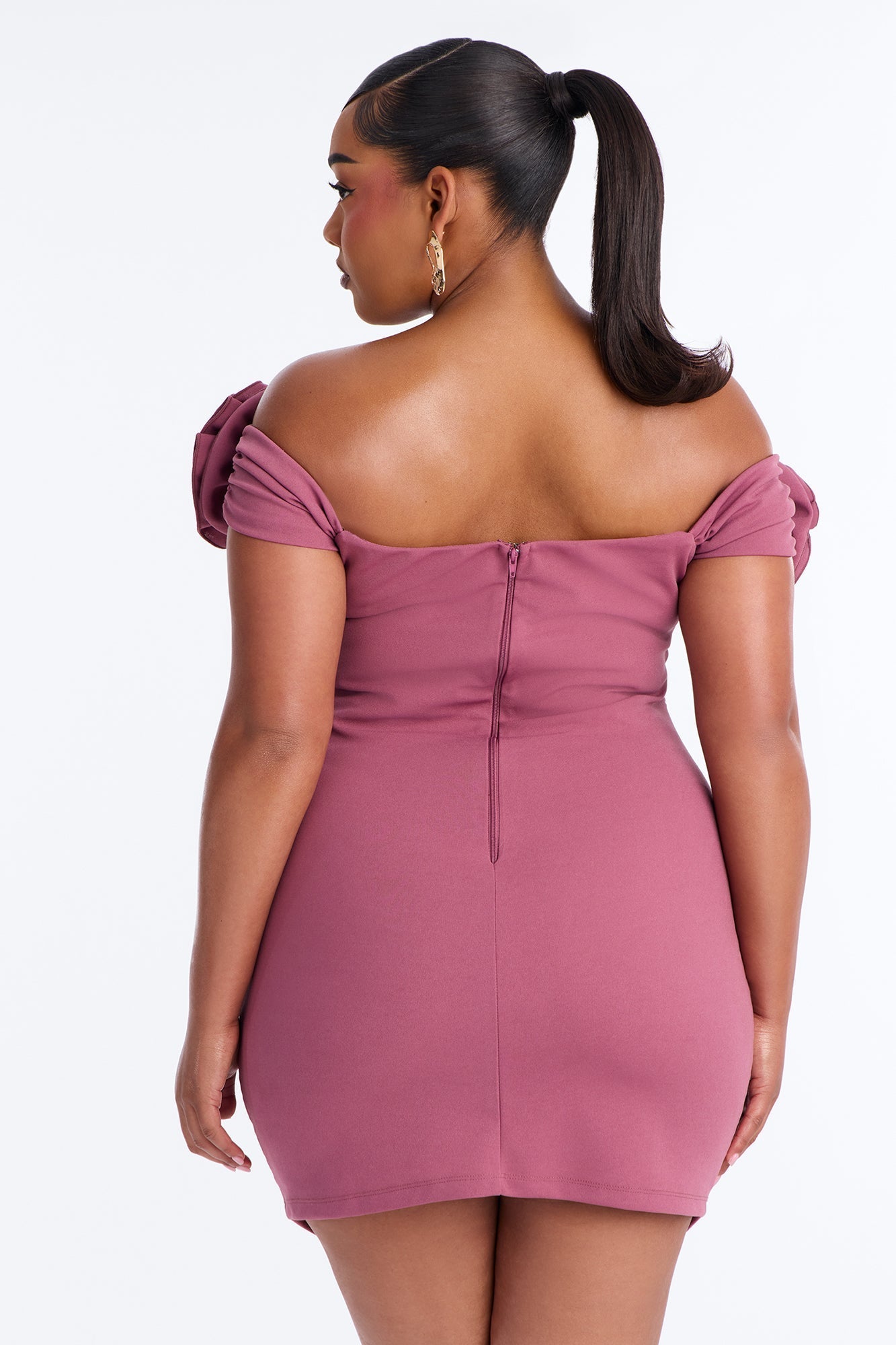 Rosalie Off Shoulder Mini Dress - Mauve
