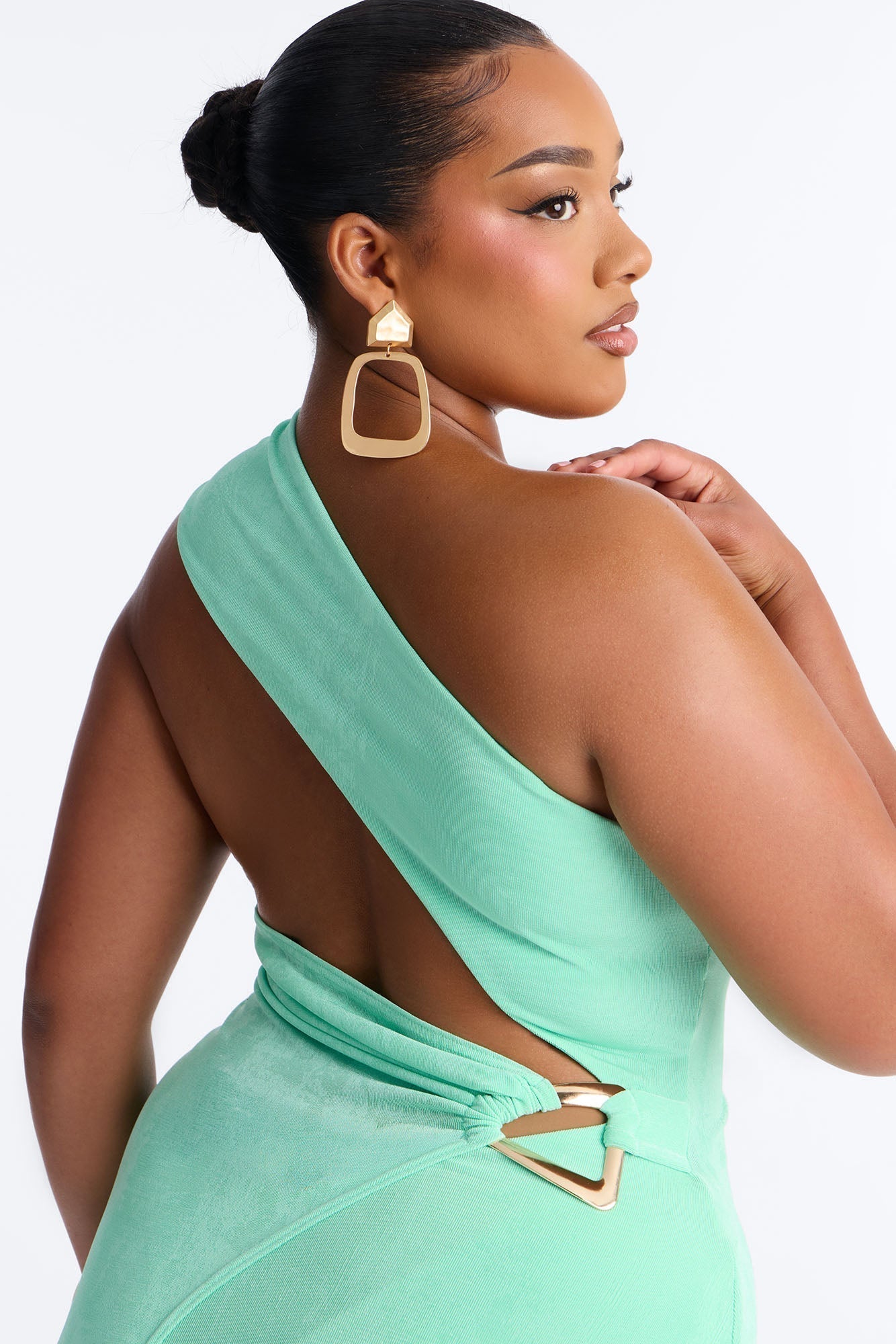 Annora One Shoulder Maxi Dress - Mint