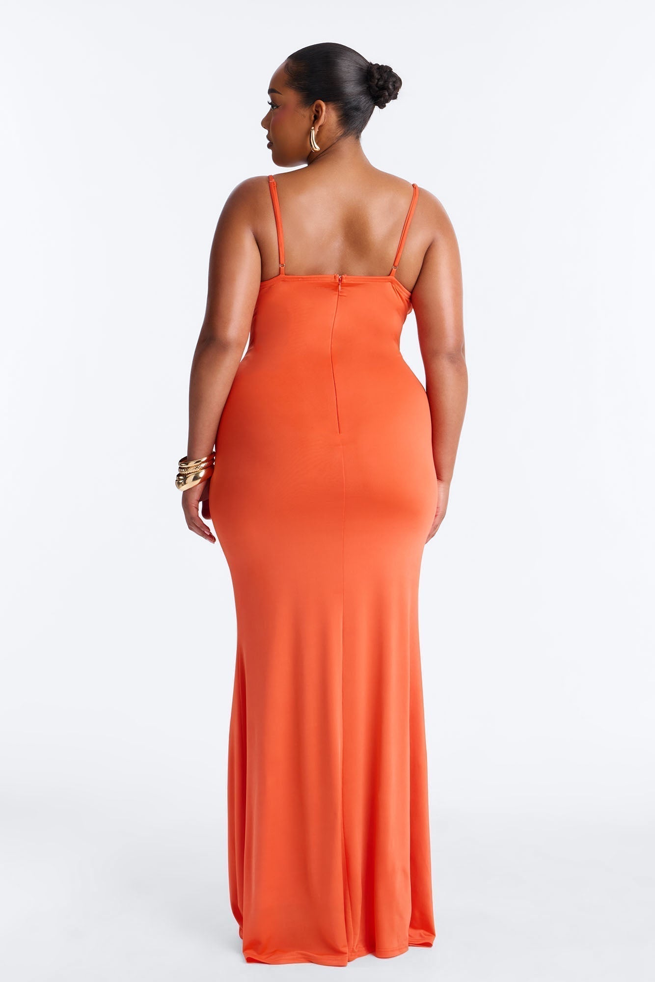 Sofia Ruched Fringe Maxi Dress - Orange
