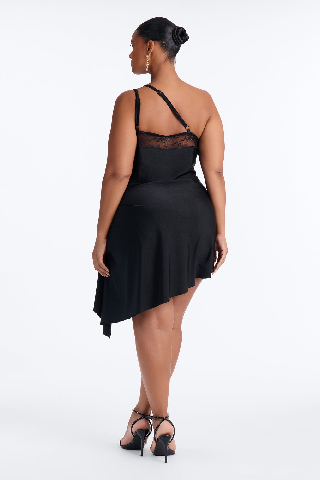 Ariel Lace Trim Mini Dress - Black