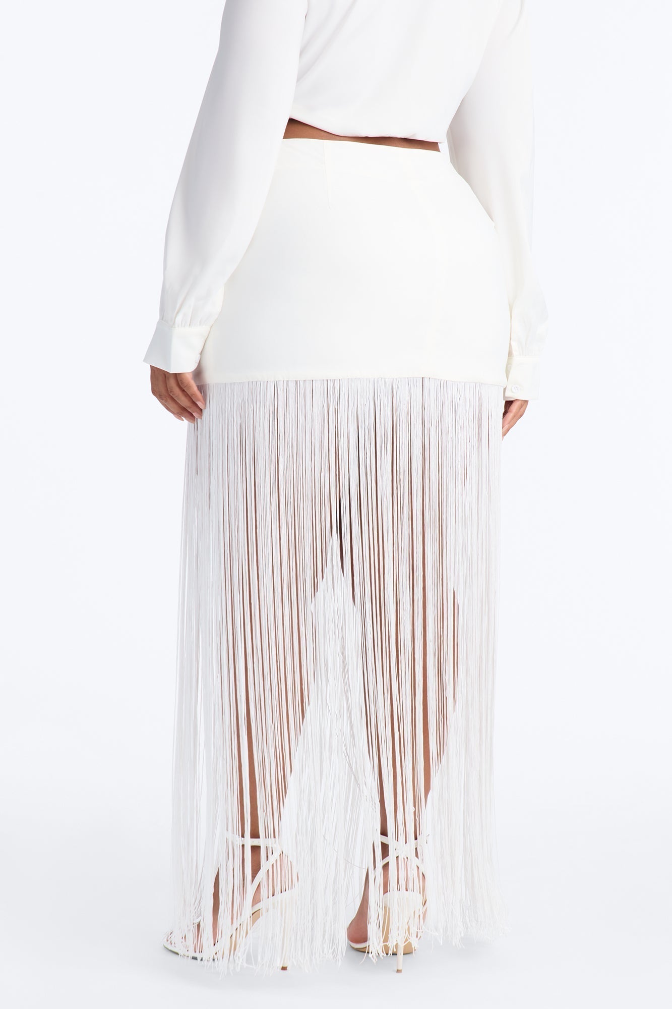 Kendell Fringe Trim Maxi Skirt - White
