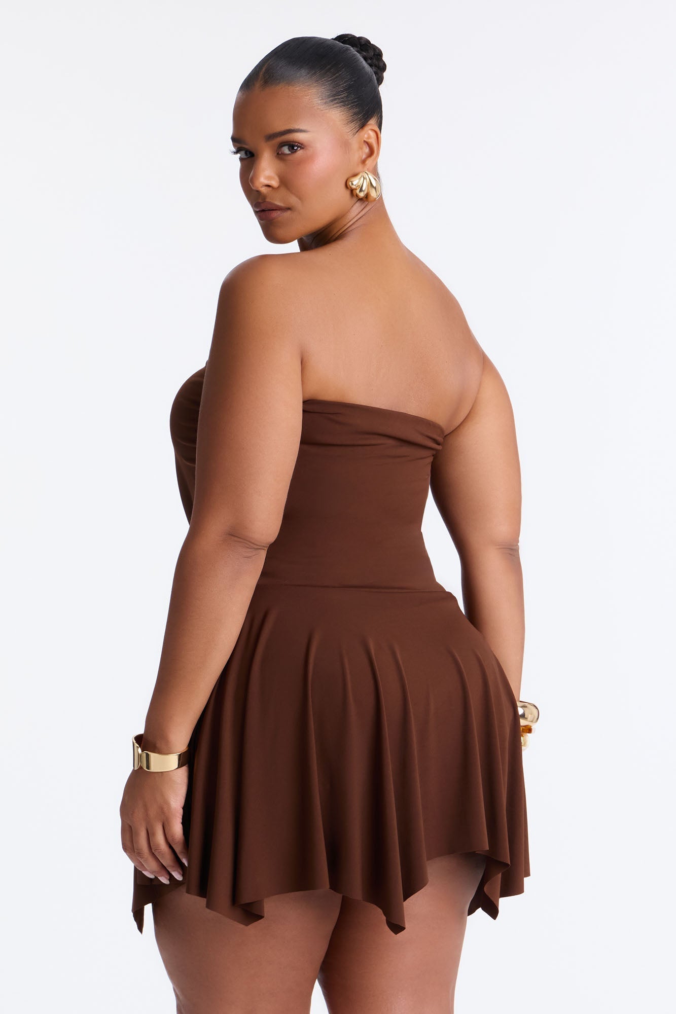 Mimi Strapless Micro Mini Dress - Chocolate