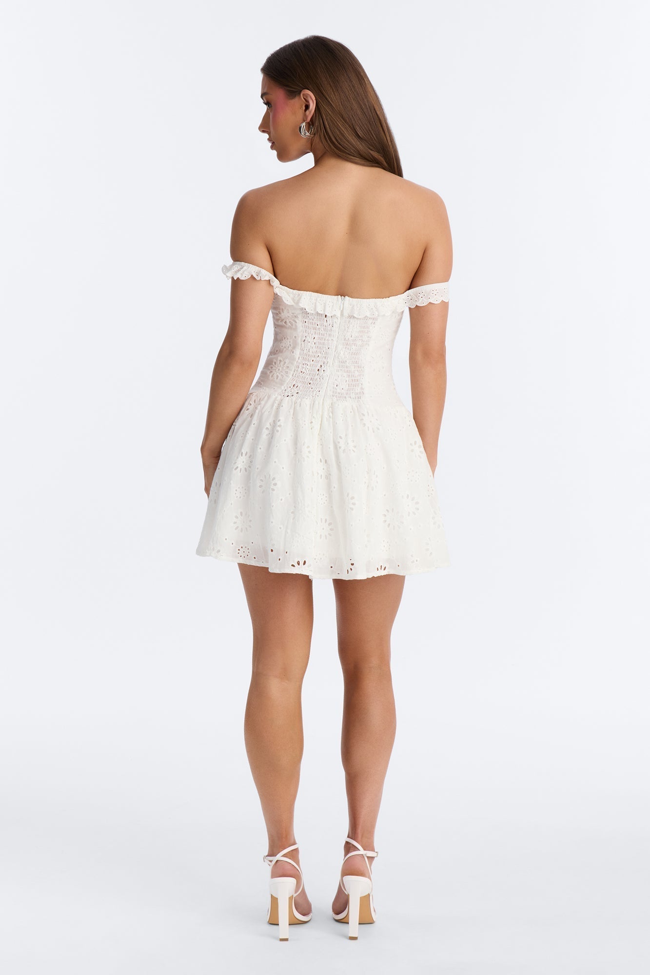 Jackie Eyelet Mini Dress - White
