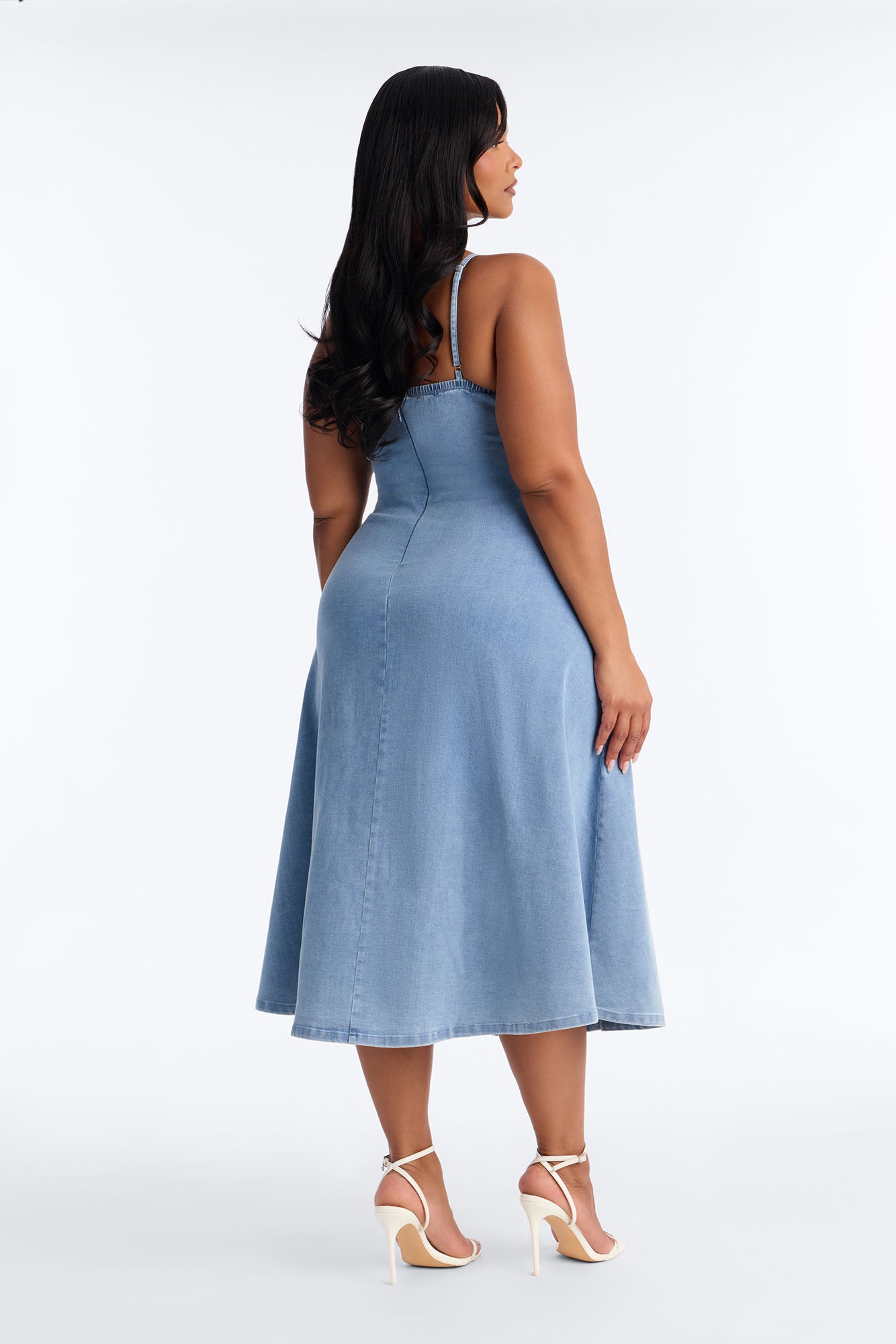 Ivy Twist Denim Midi Dress - Denim