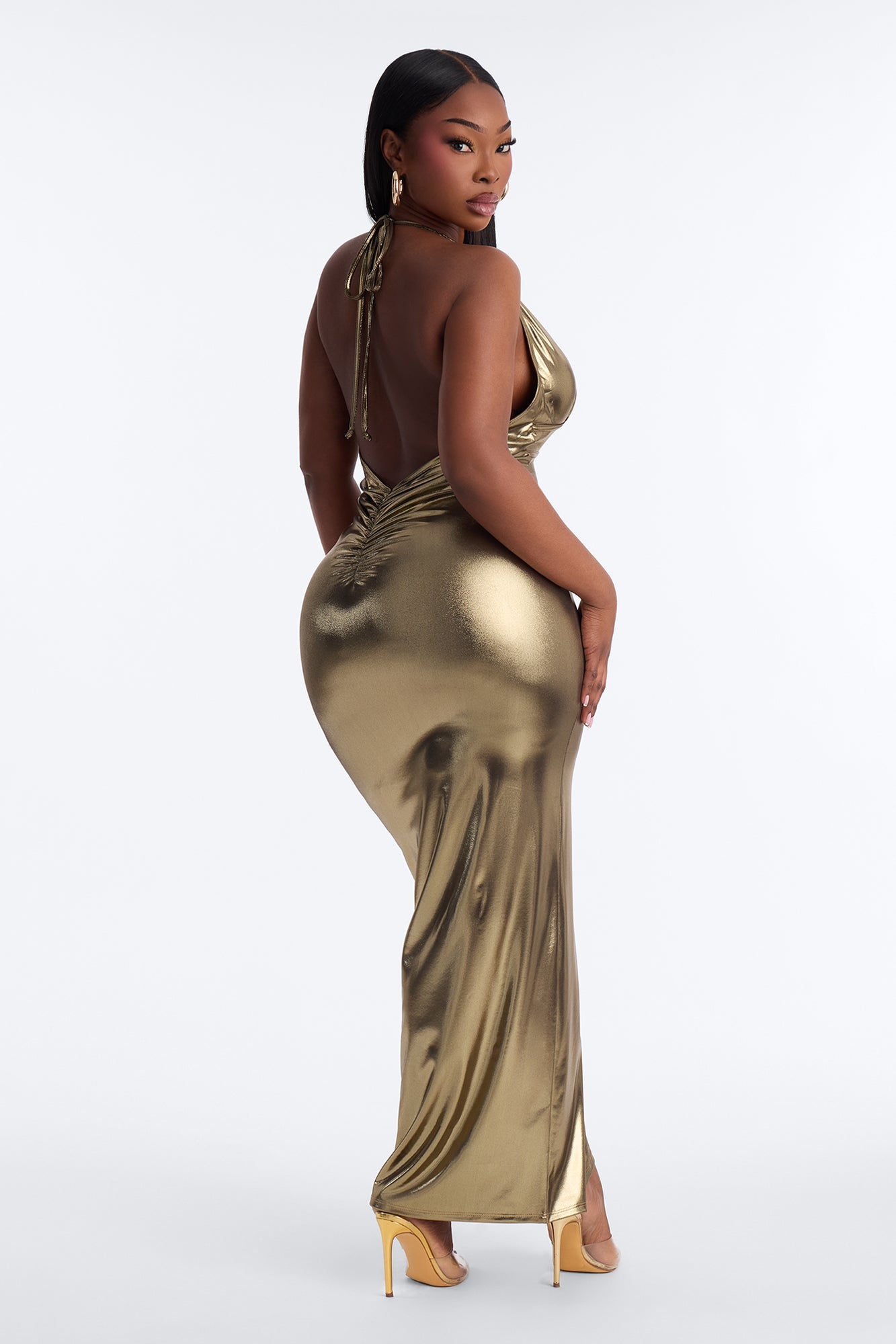 After Dark Metallic Maxi Dress - Gold