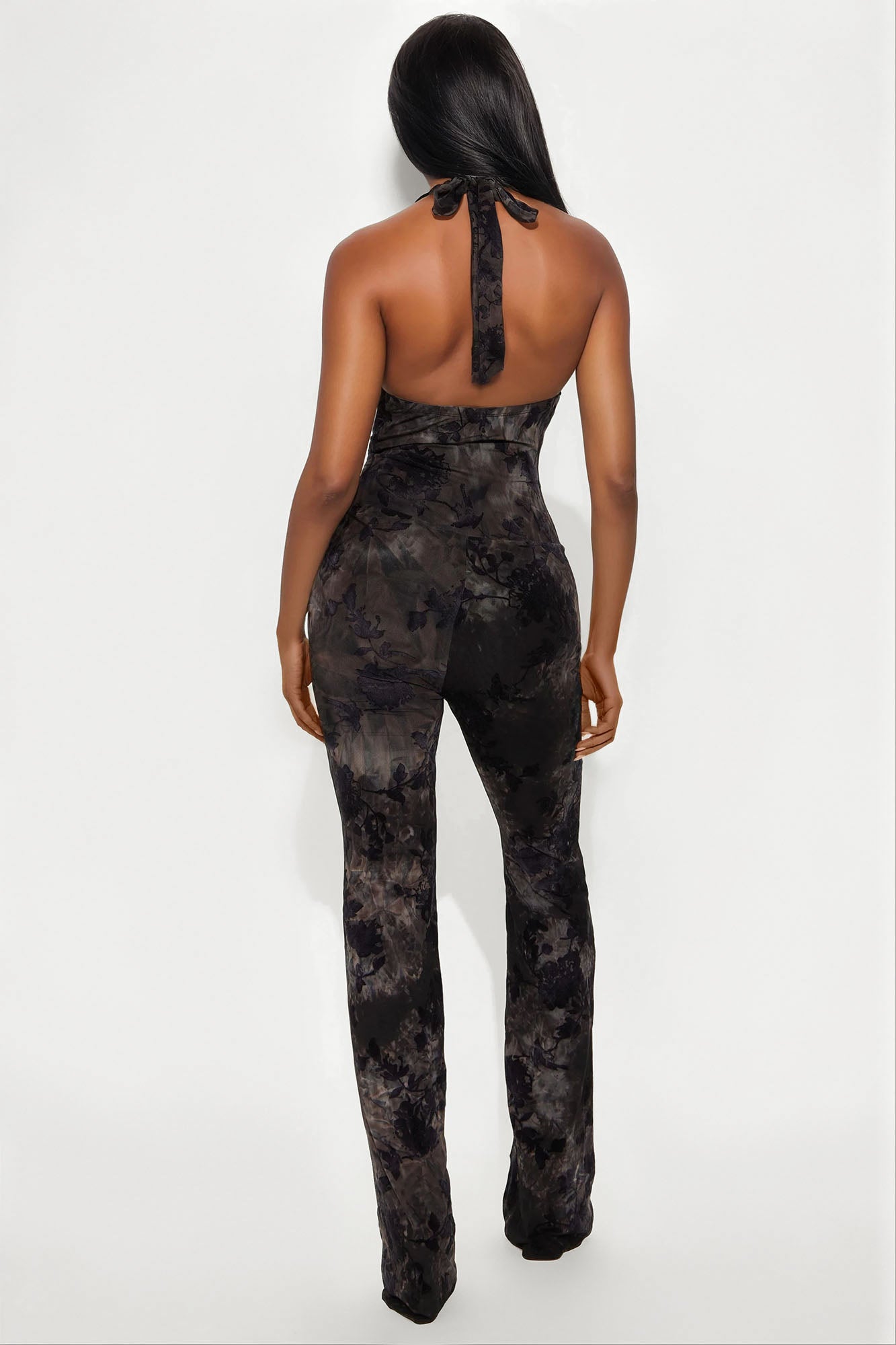 Eva Floral Mesh Jumpsuit - Navy