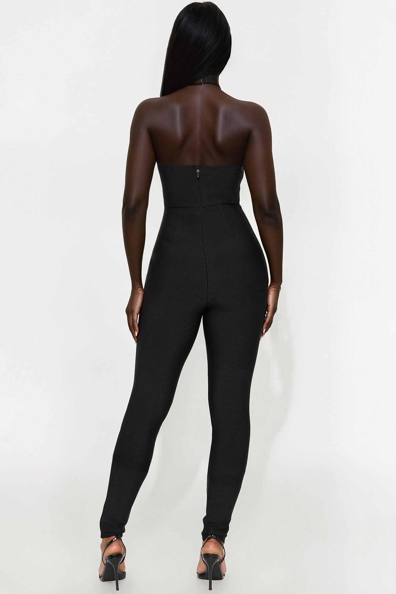 Fiona Halter Bandage Jumpsuit - Black