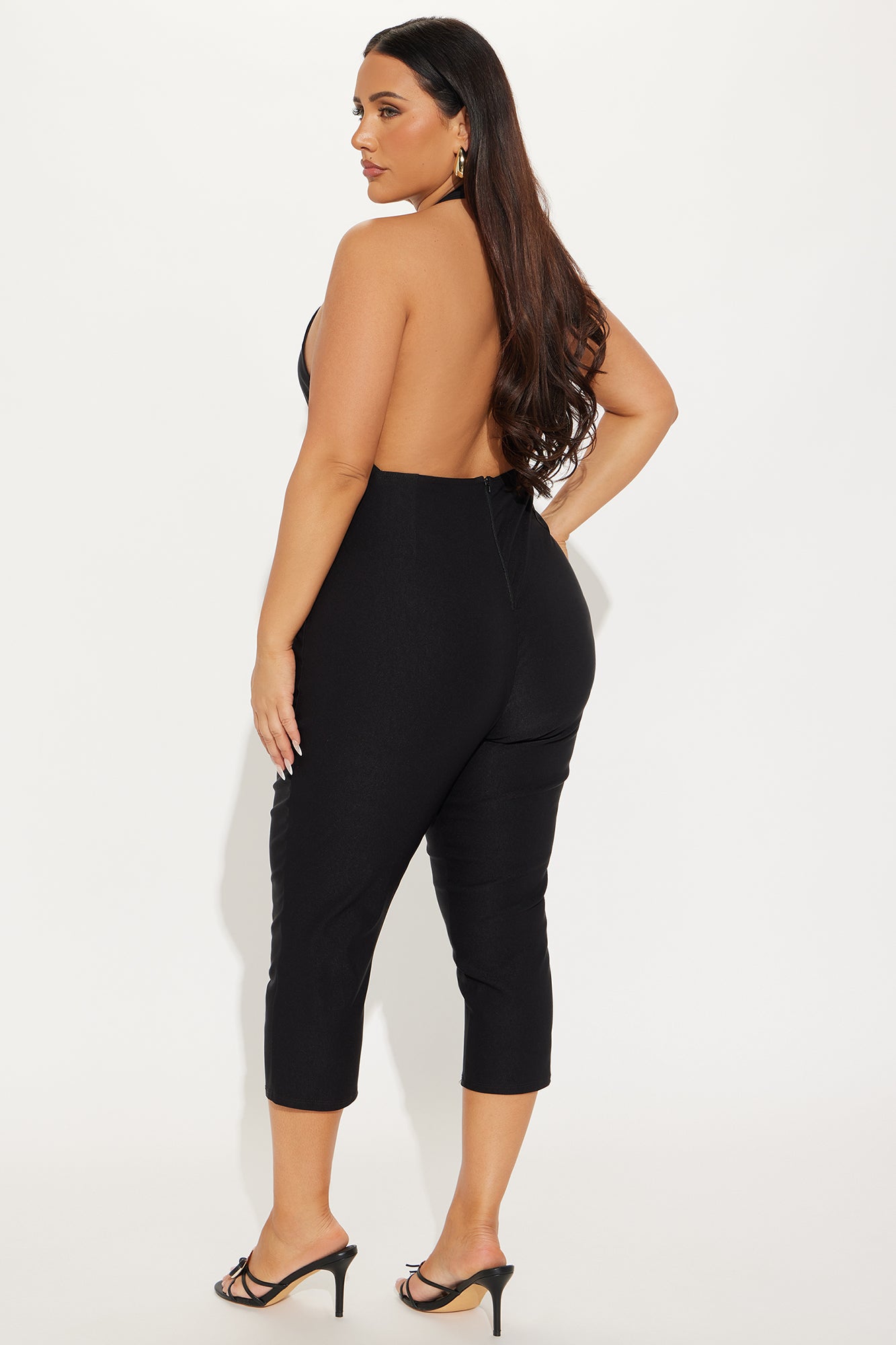Crossed Your Mind Capri Jumpsuit - Black