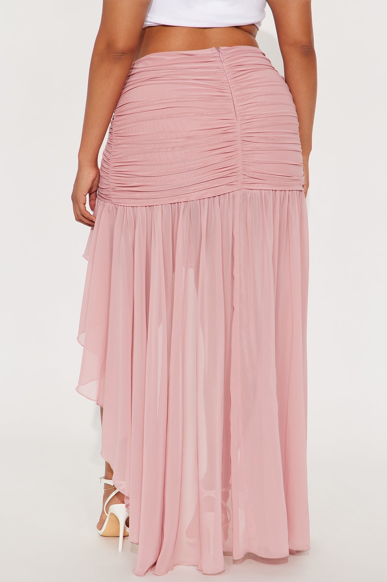 Aria Asymmetrical High Low Maxi Skirt - Mauve