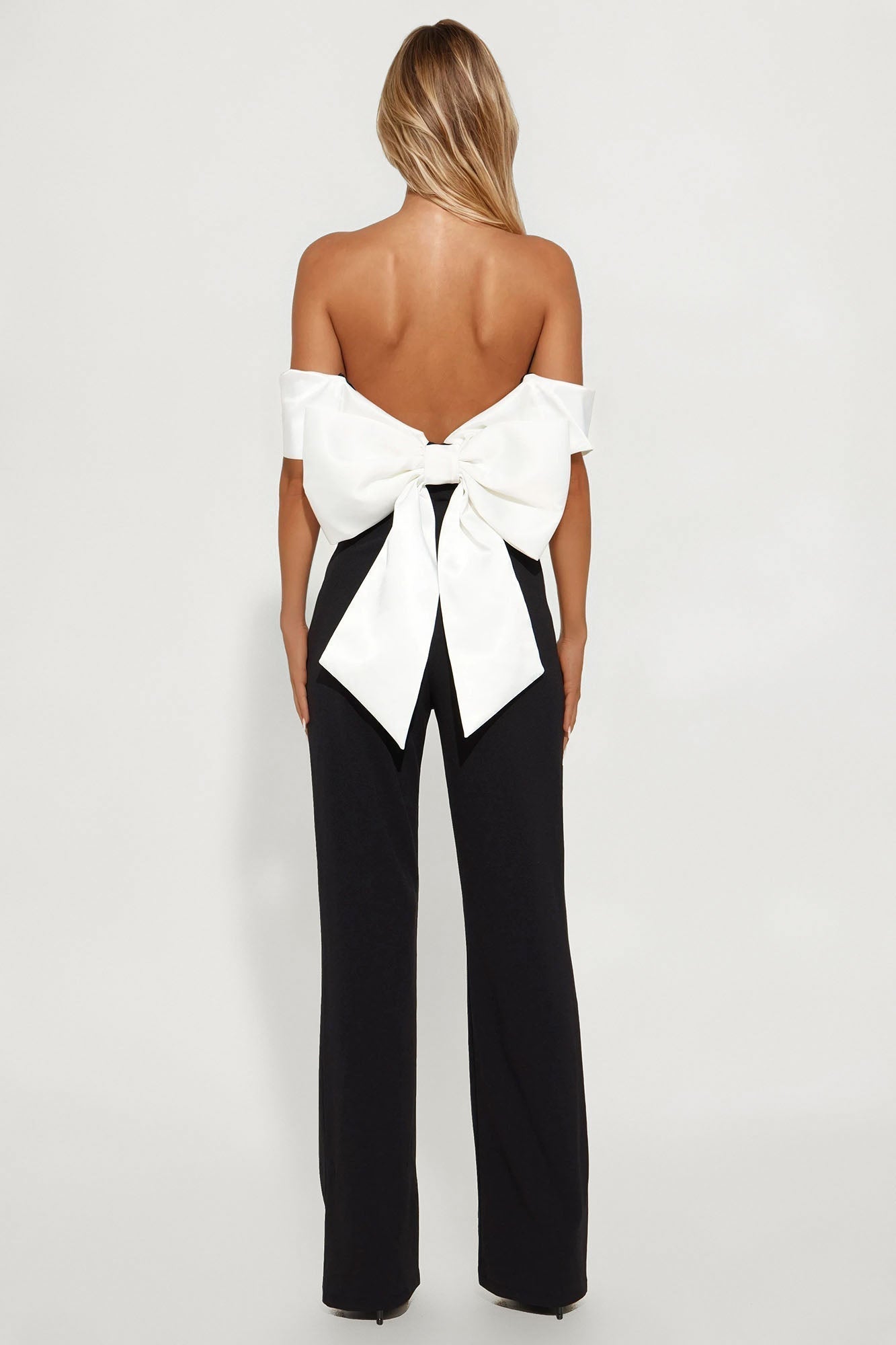 Corina Bow Jumpsuit - Black/White