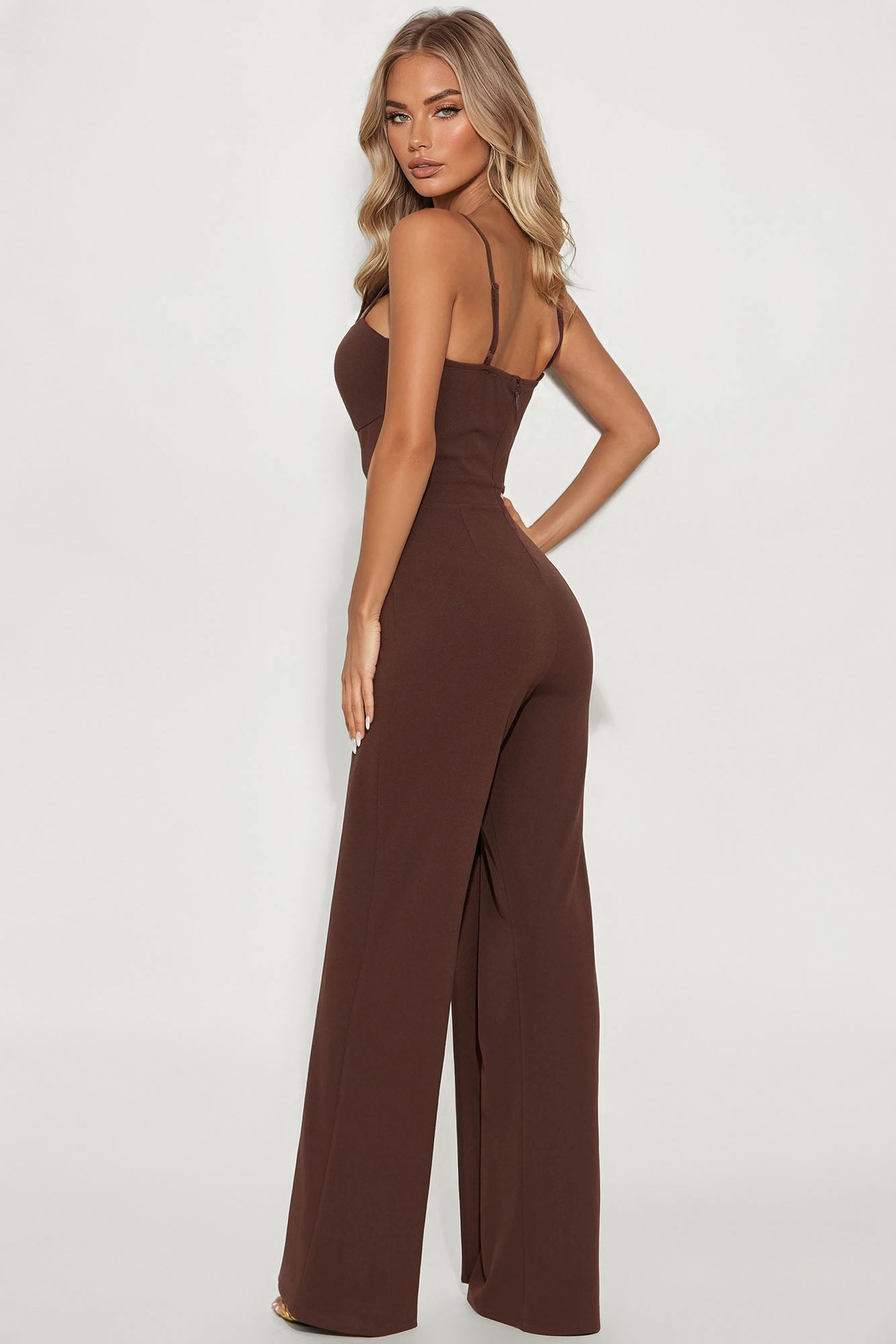 Sleek Perfection Wide Leg Jumpsuit - Chocolate