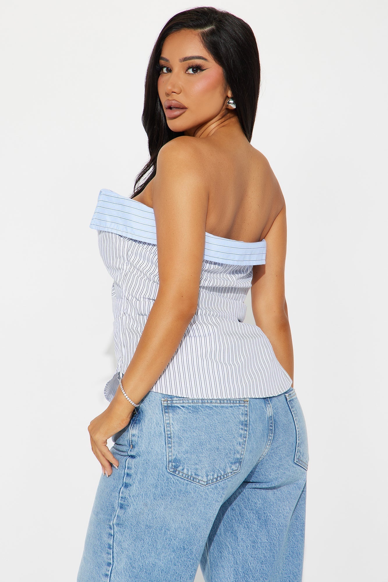 Business Casual Striped Top - Blue/combo