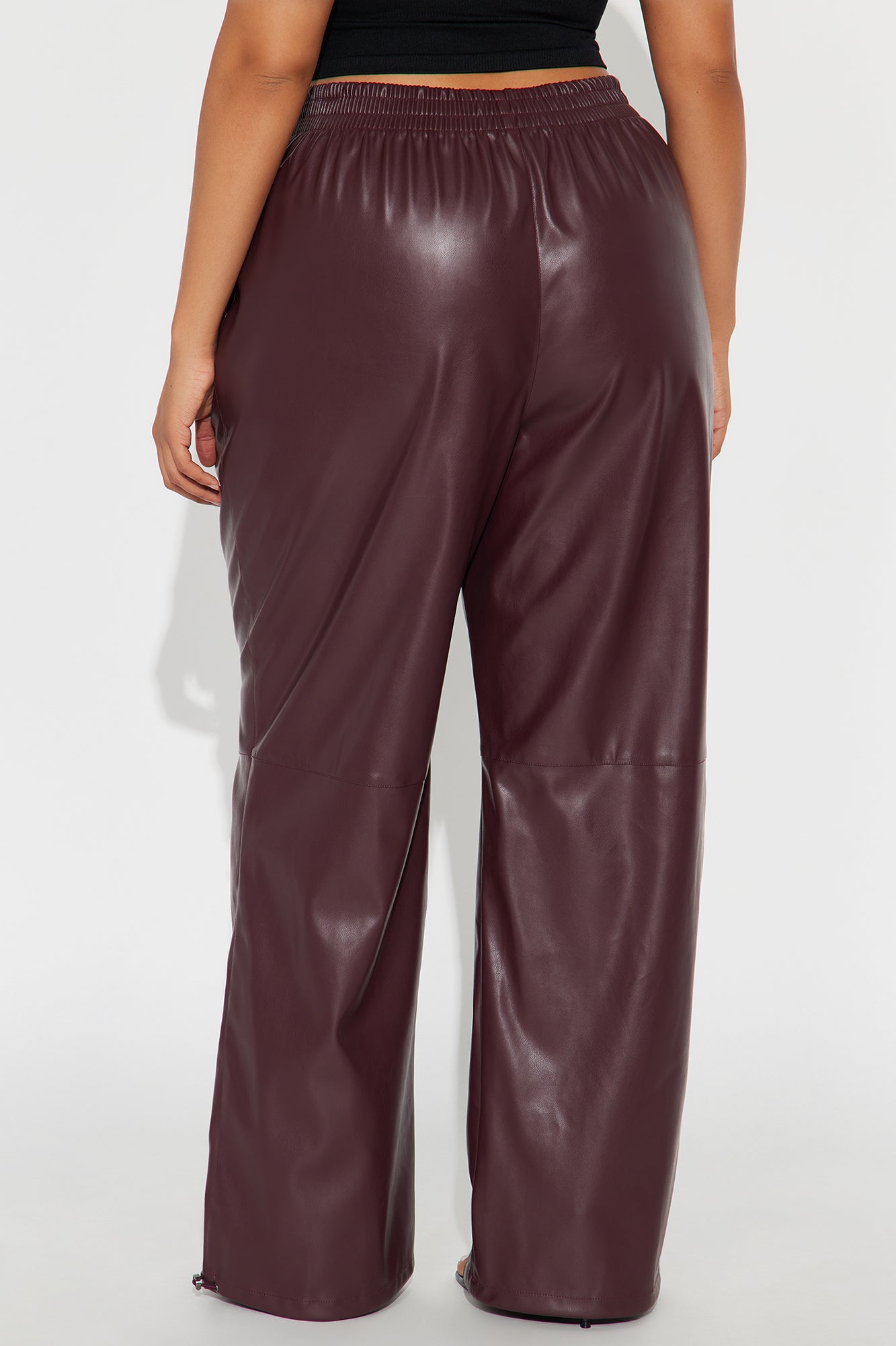 Dana Faux Leather Jogger Pant - Burgundy