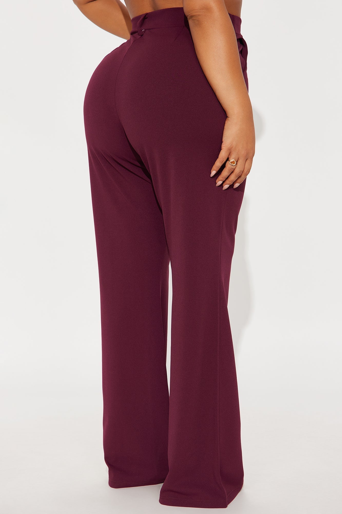 Heidi Wide Leg Trouser Pant - Burgundy