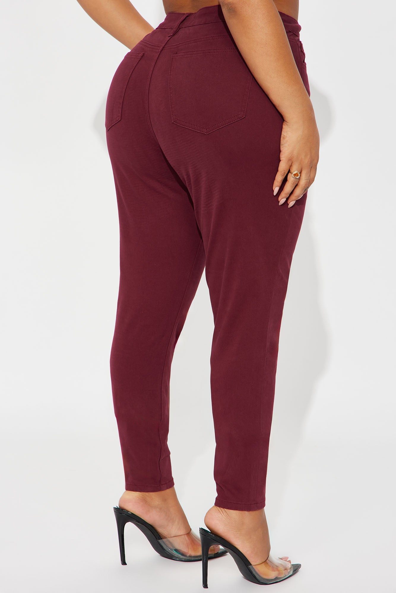 Skinny Uniform Pants - Burgundy