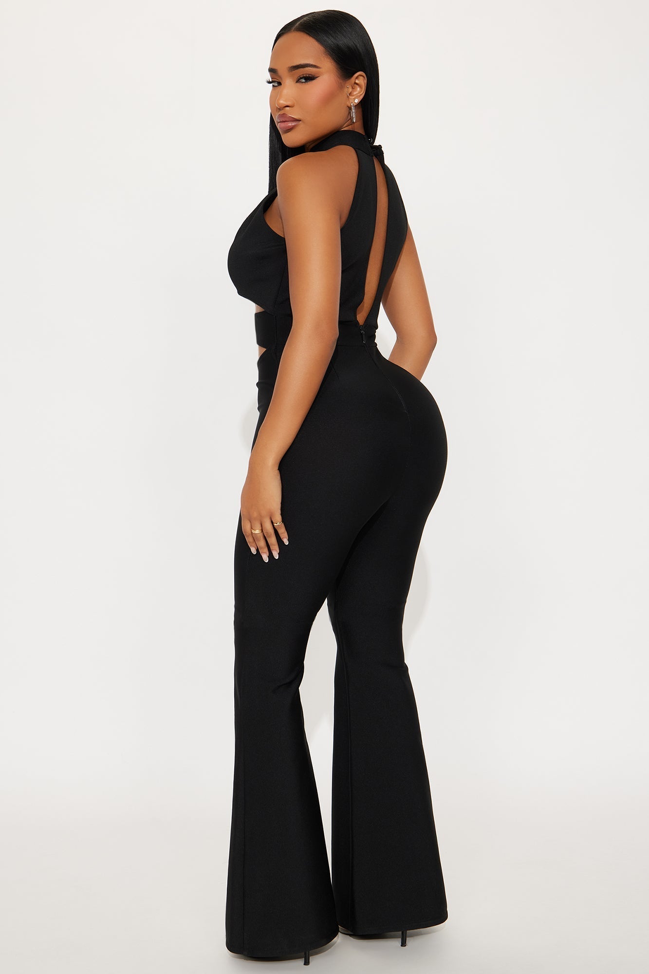 Lily Bandage Flare Leg Jumpsuit - Black