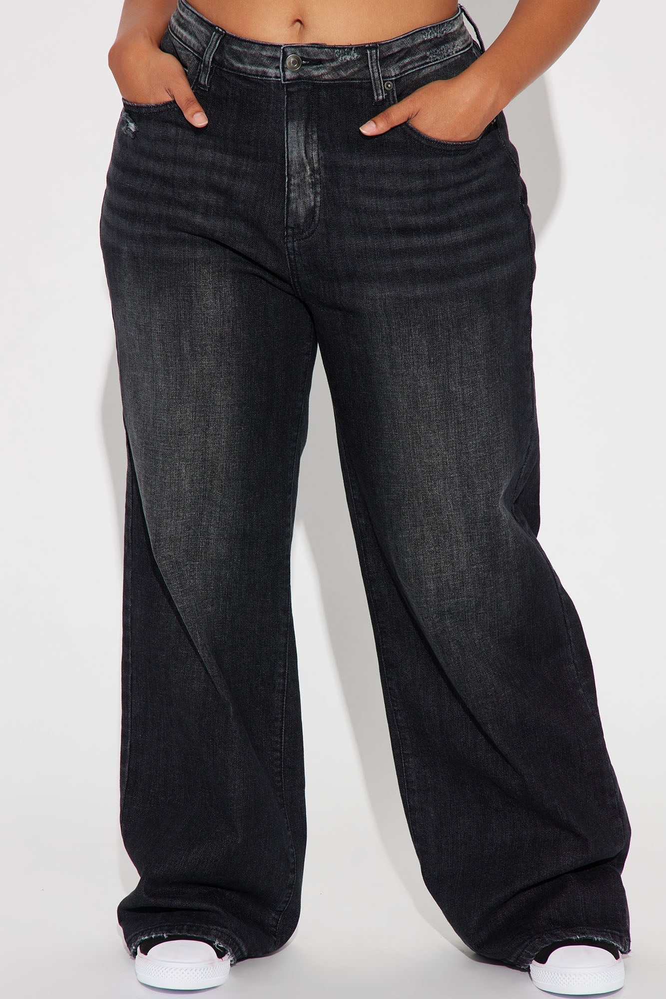 Astrid Stretch Wide Leg Baggy Jean - Black Wash