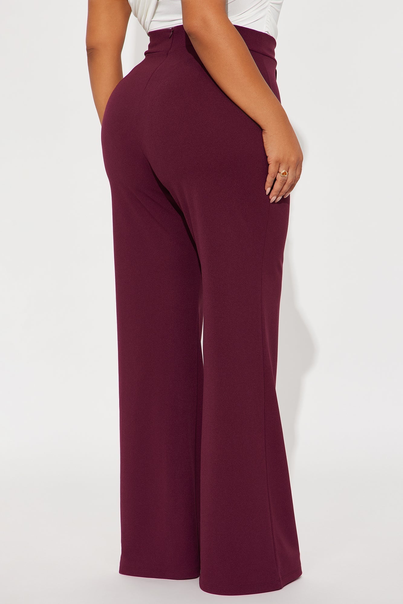 Victoria High Waisted Dress Pants - Burgundy